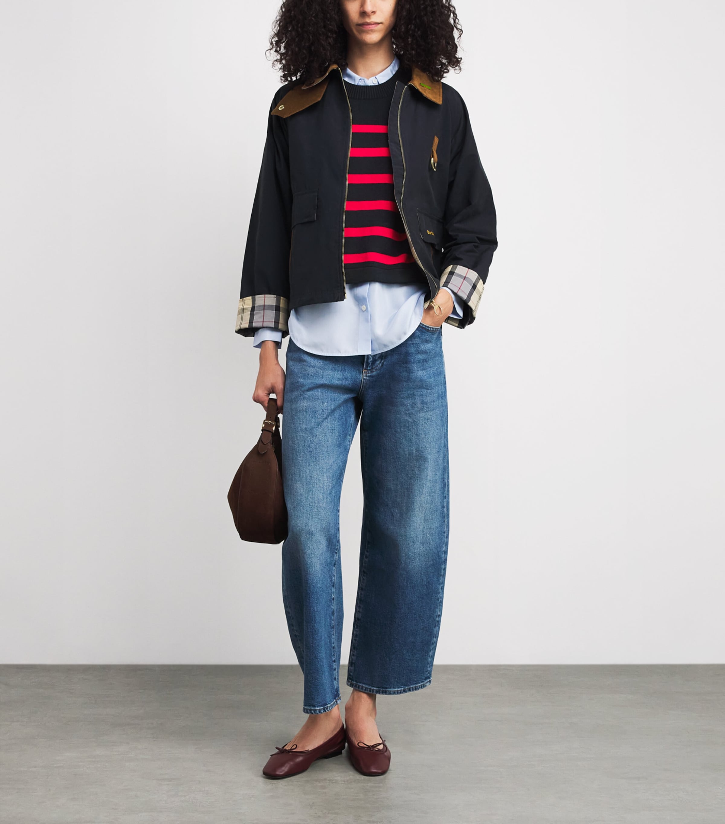 Cotton-Modal Stripe Sweater NAVY/POPPY RED Image 2