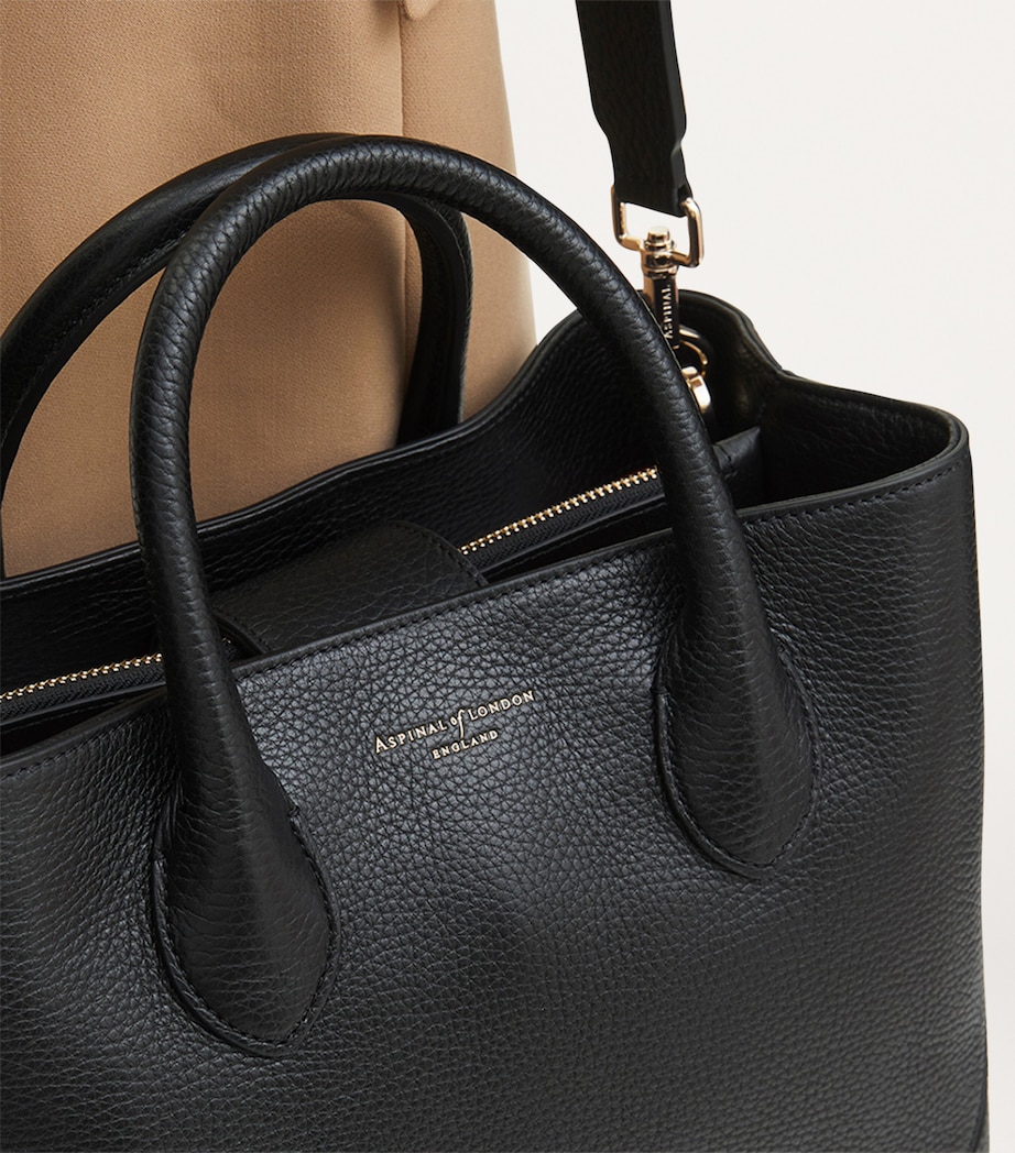 Midi Leather London Tote Bag BLACK Image 5