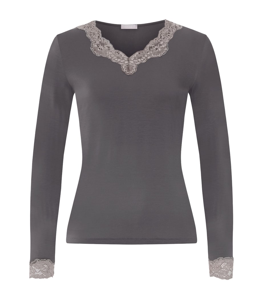 Hanro Womens Lace-Trim Long-Sleeve T-Shirt Boulevard Image 1