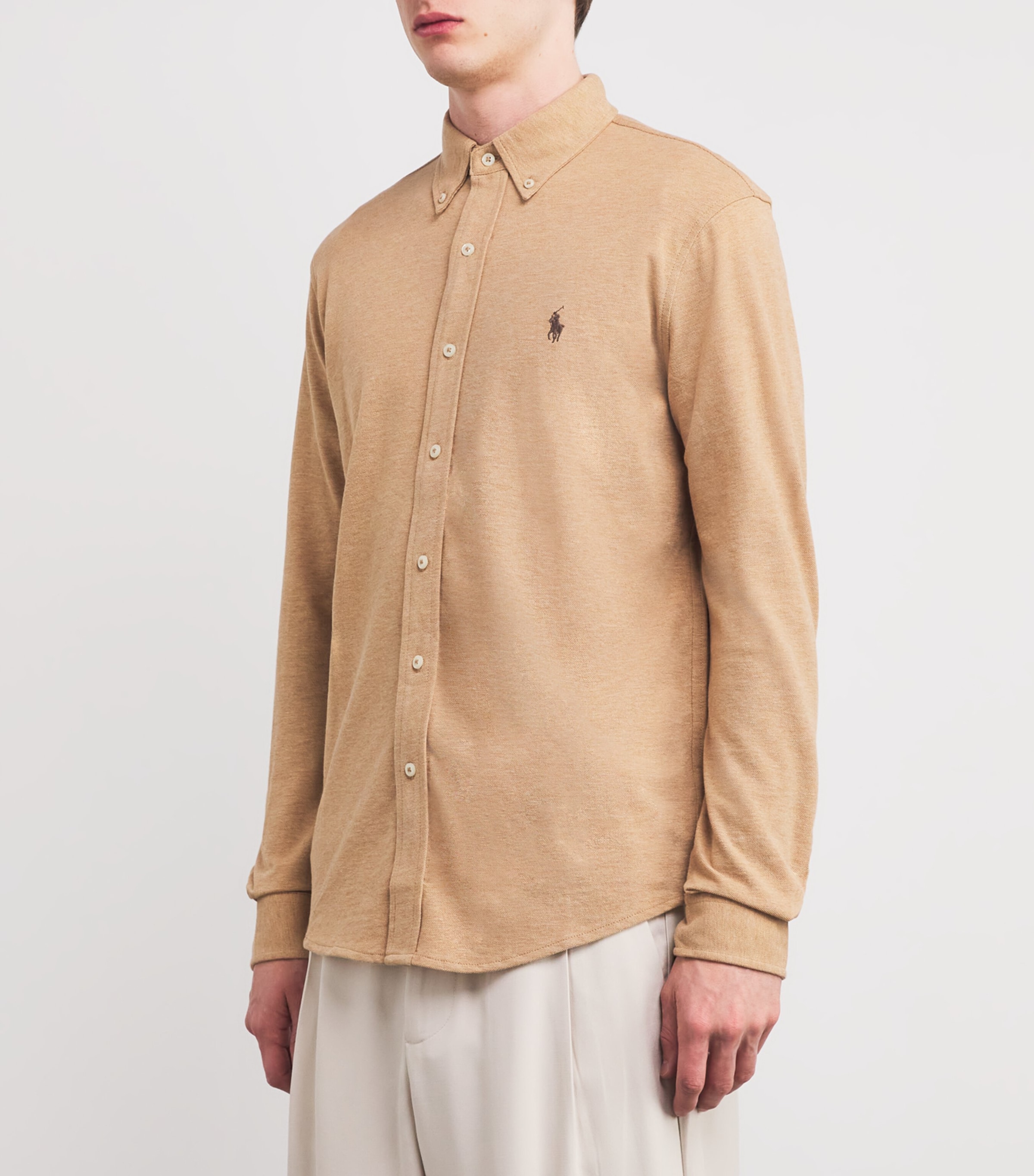 Cotton Featherweight Mesh Logo Shirt CAMEL Image 3