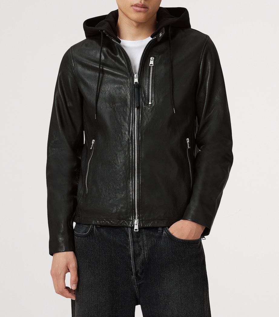 Hooded Ashton Leather Jacket BLACK Image 6