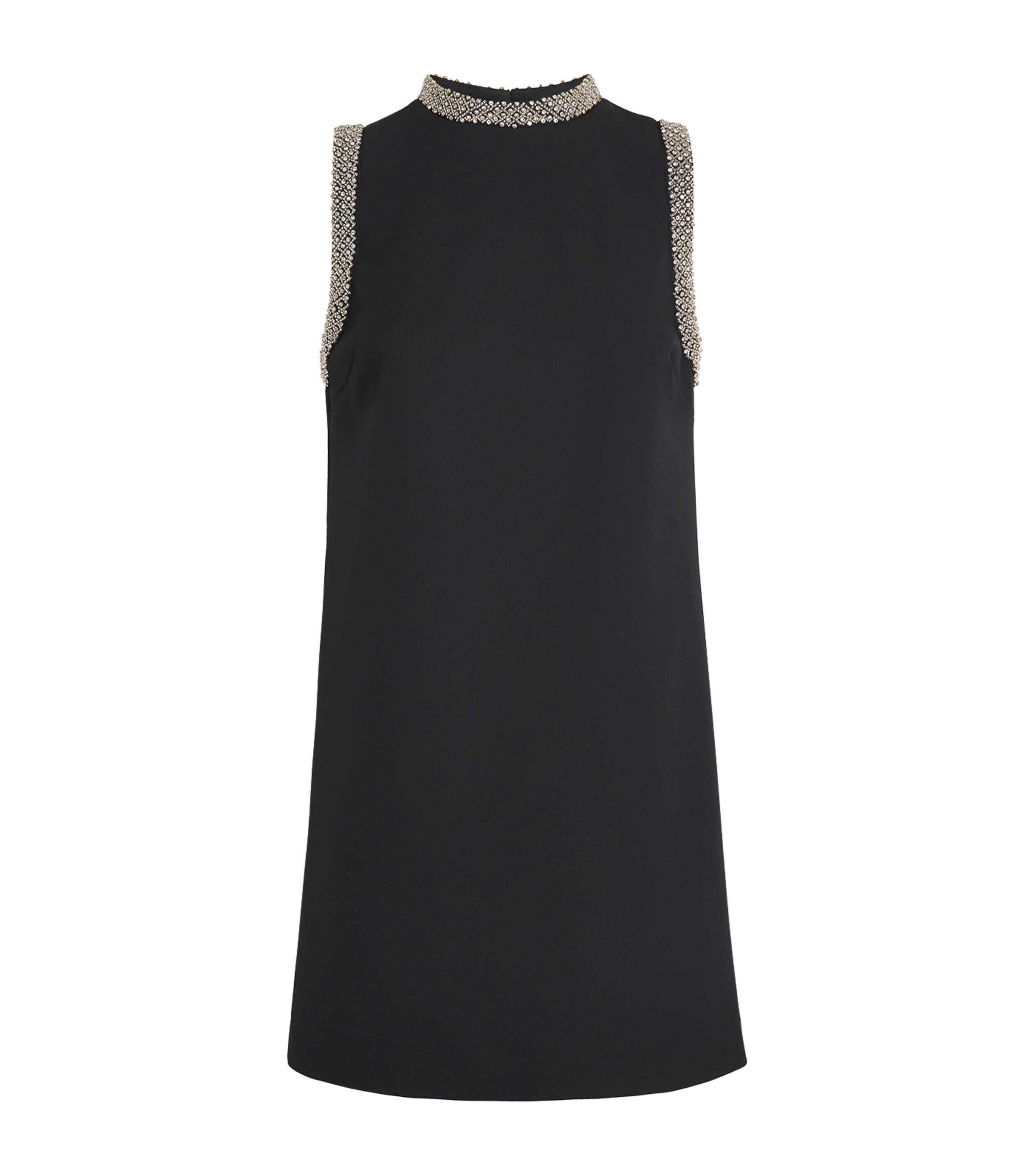Sandro Short Dress With Rhinestone Details In Black