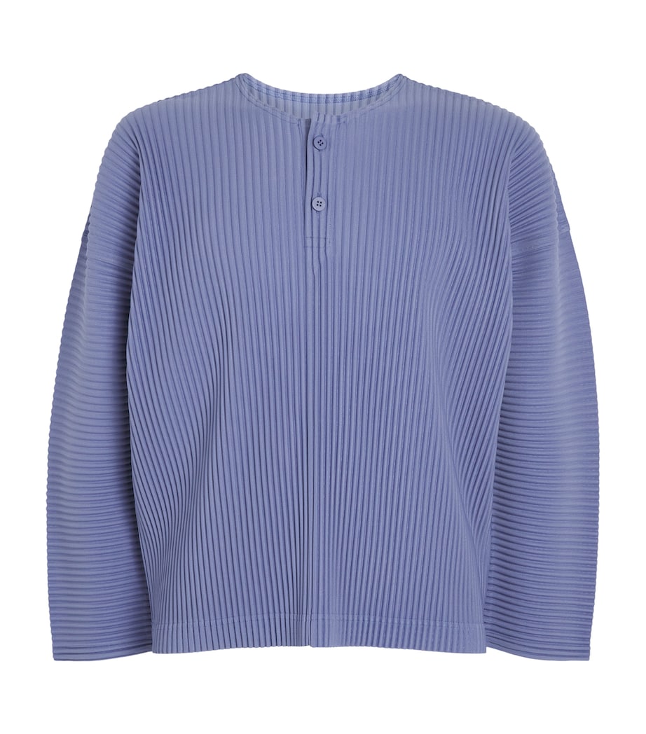 Homme Plissé Issey Miyake Mens Pleated Henley Shirt Manarola Wal Vlt Image 1