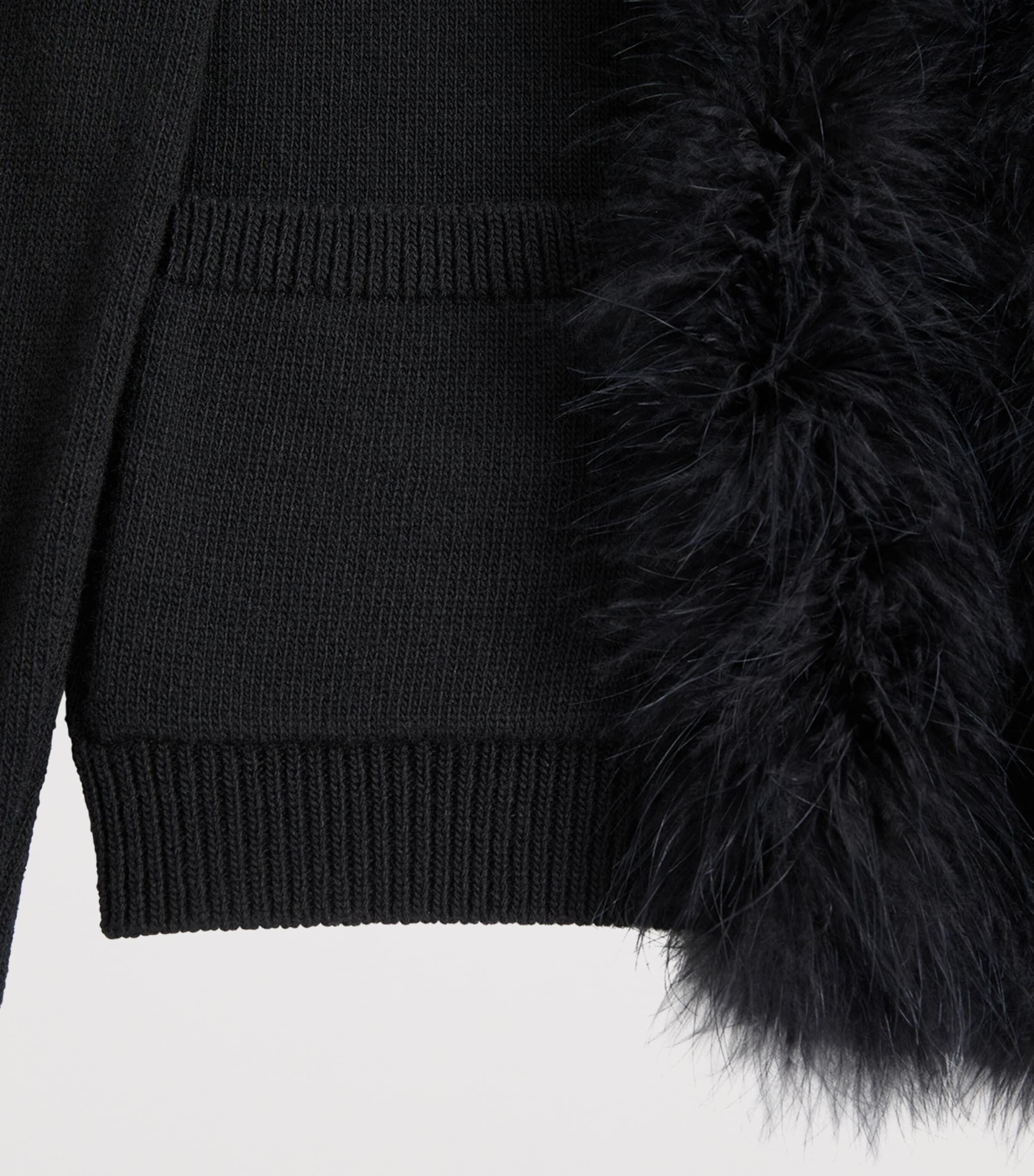 Virgin Wool Feather-Trim Cardigan 0NO Image 3