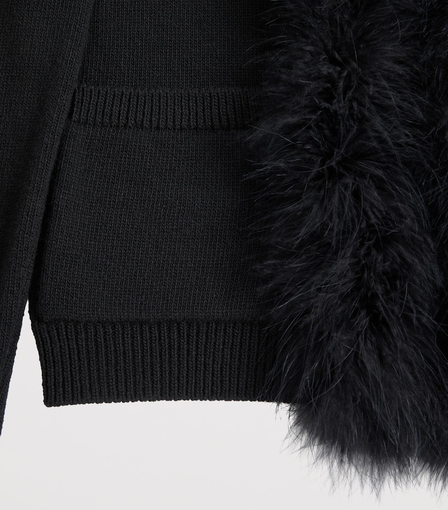 Virgin Wool Feather-Trim Cardigan 0NO Image 3