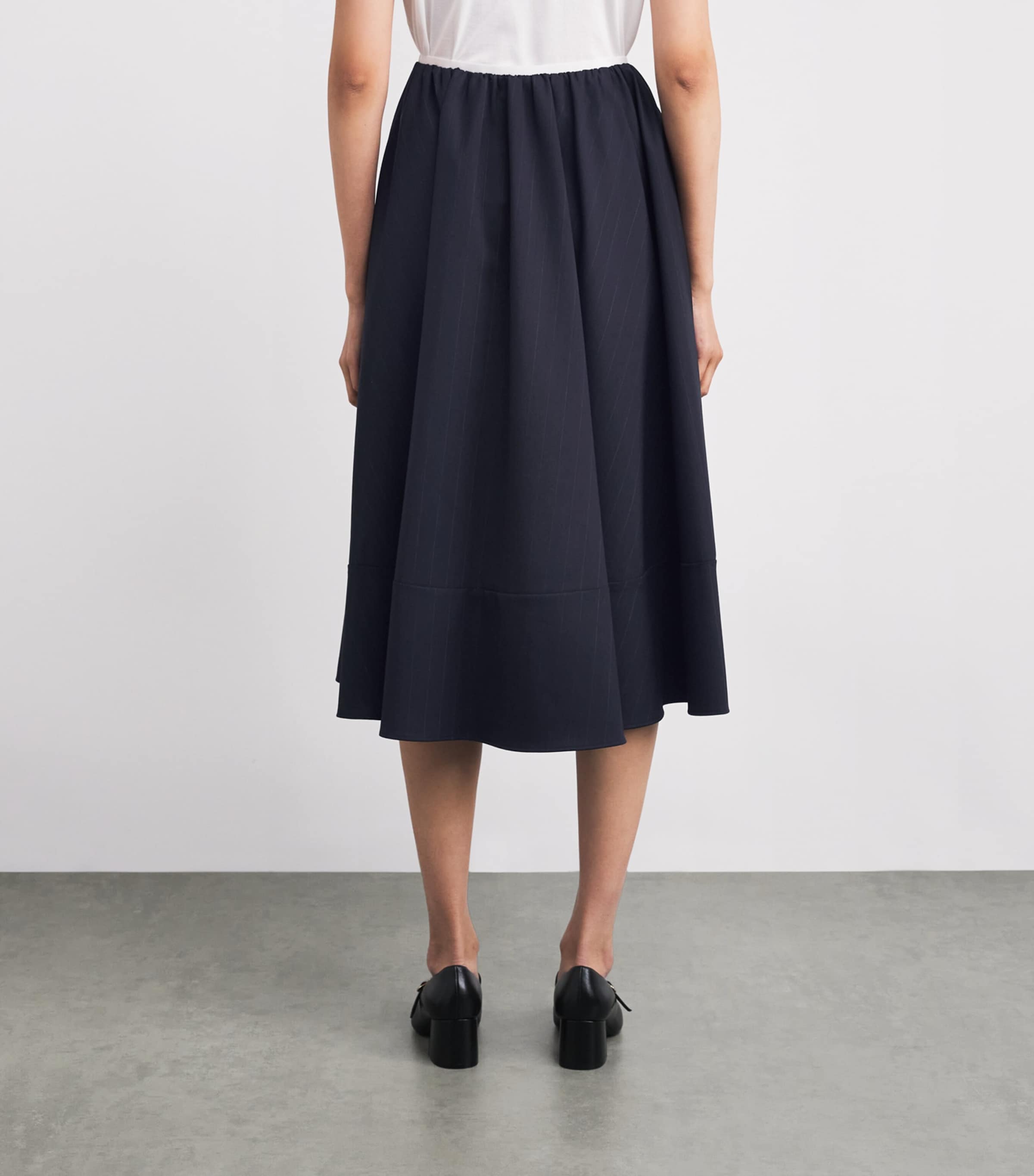 Wool-Blend Pleated Midi Skirt NAVY Image 4
