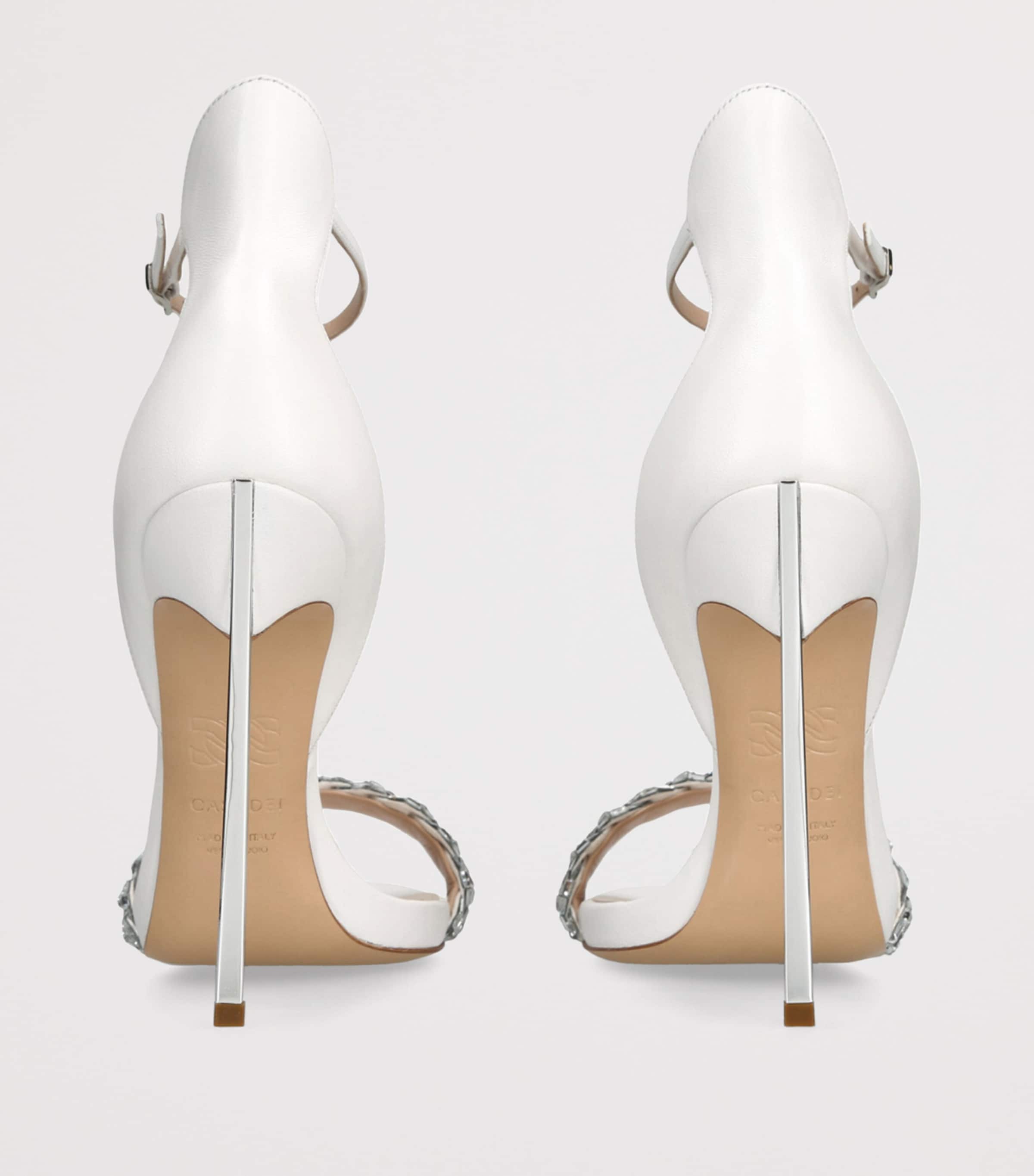 casadei ハイヒール Casadei White Leather Blade Starlink Strap Heeled Sandals 120