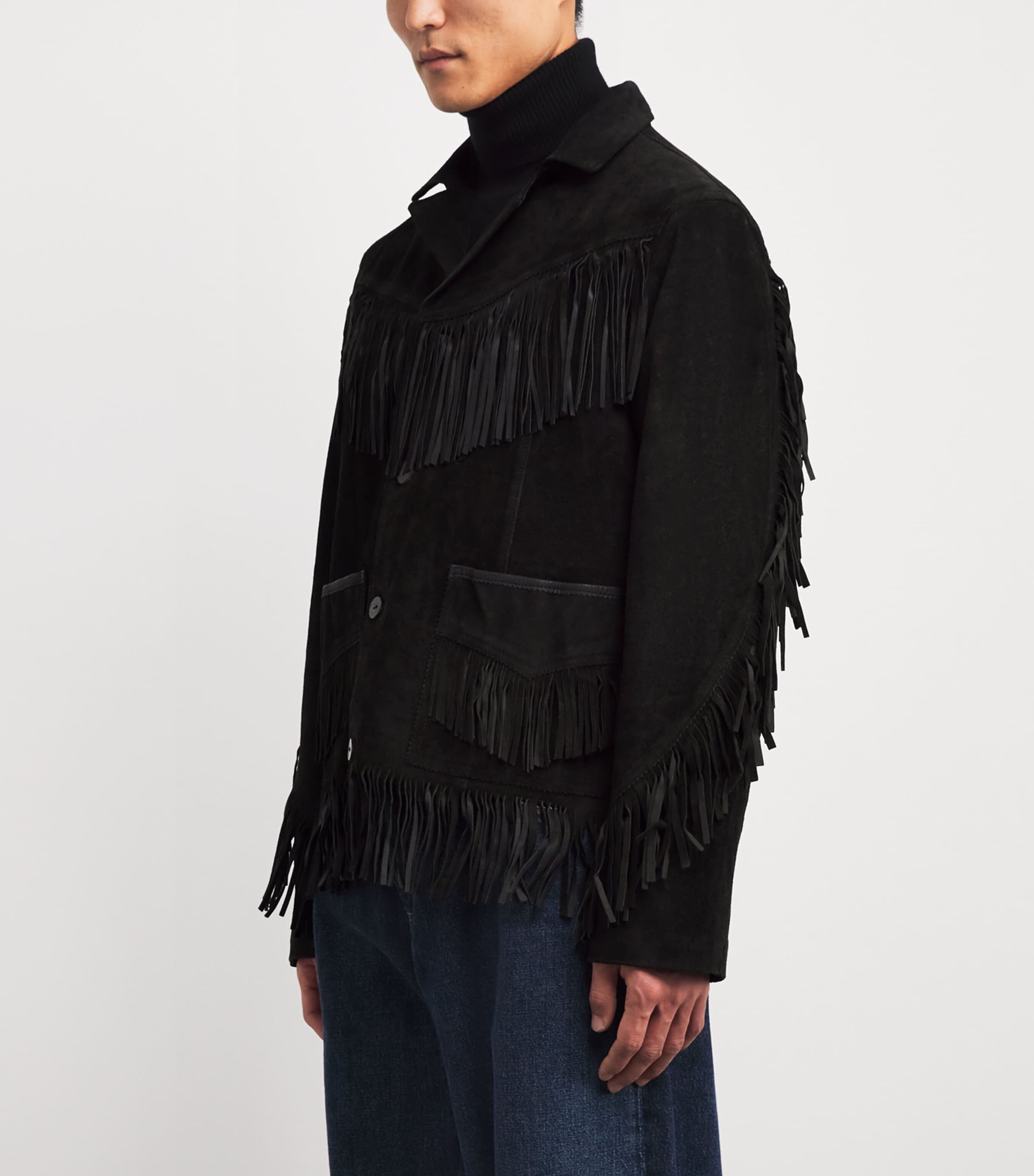Suede Fringed Jacket BLACK Image 3