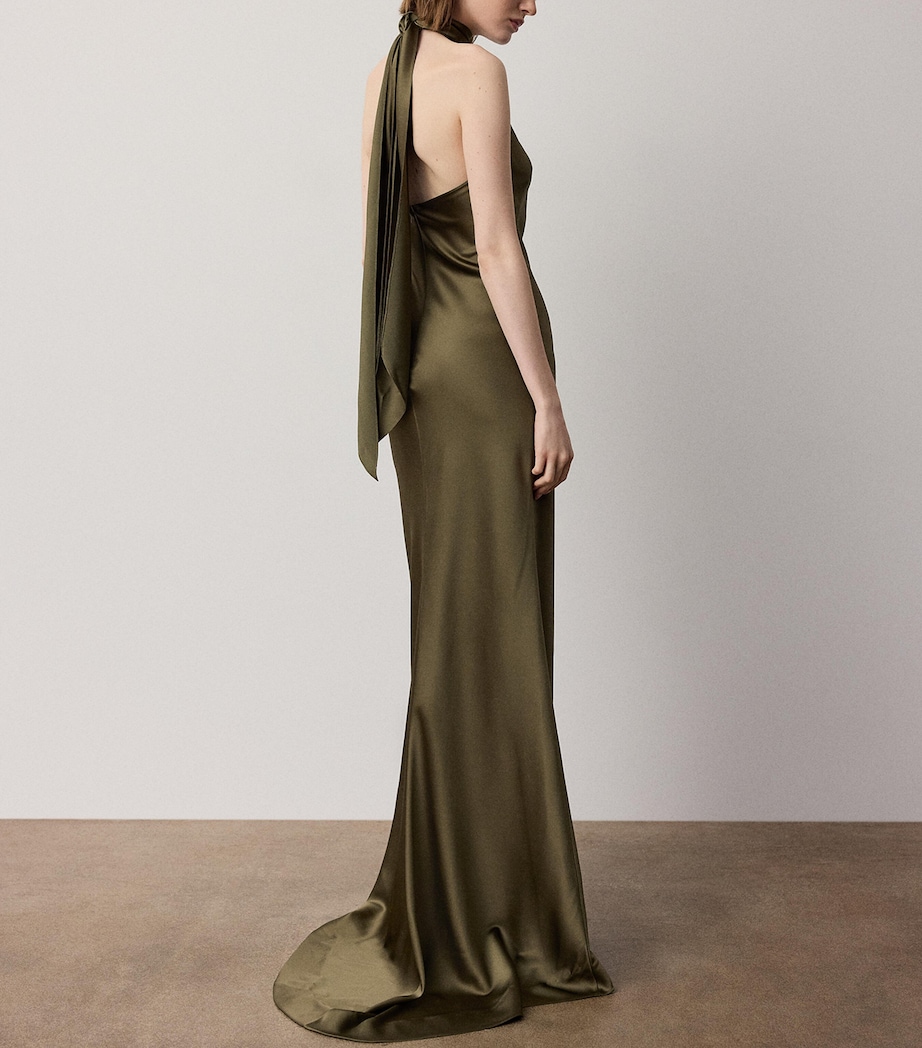 Ralph Lauren Collection Womens Satin Chilton Maxi Dress Cypress Image 5