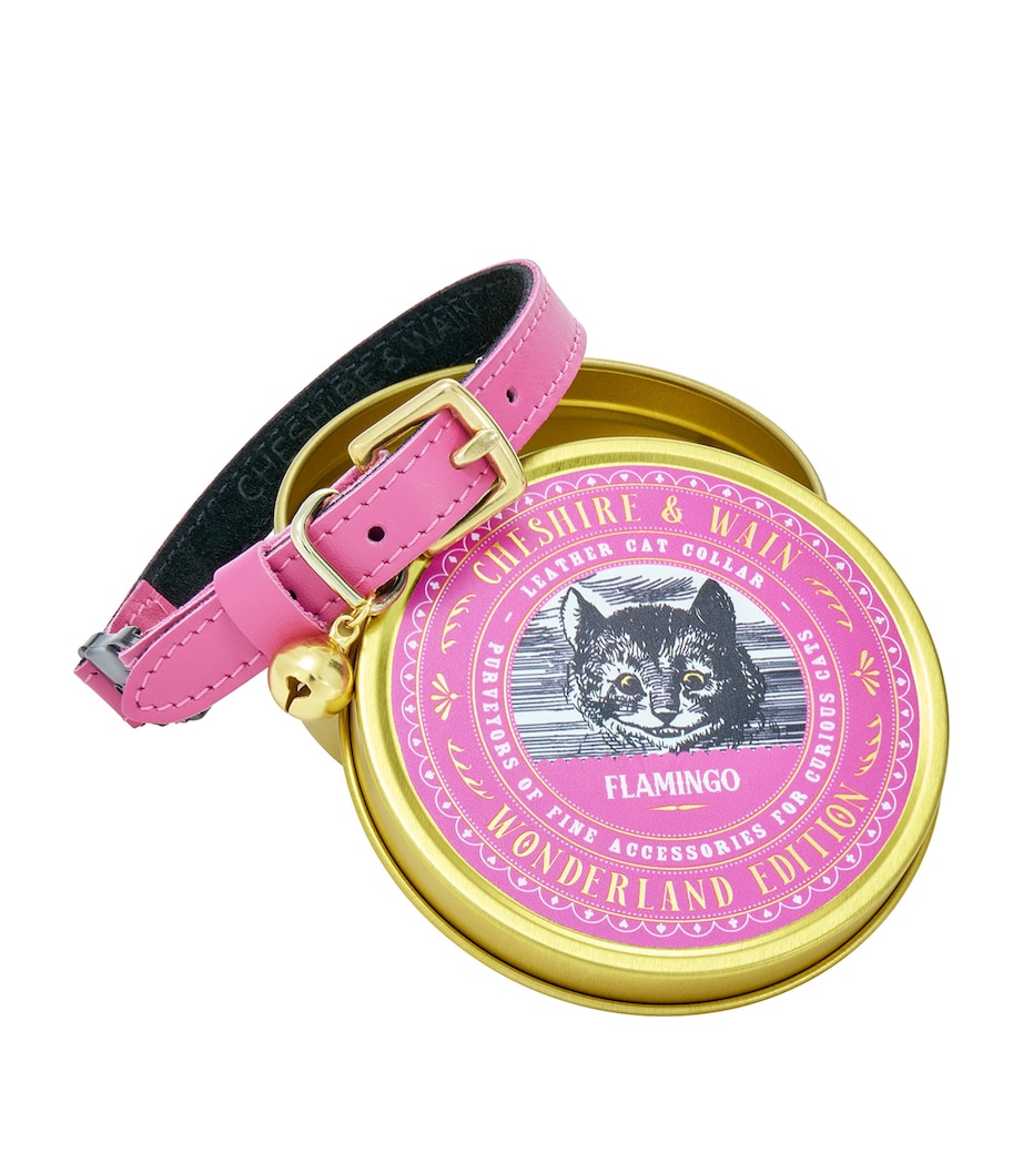 Cheshire & Wain Medium Leather Wonderland Cat Collar Pink Image 1