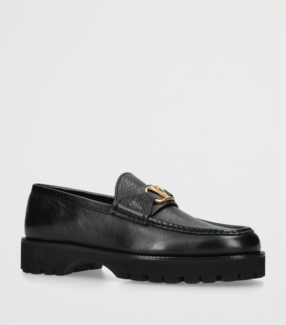 Leather Chunky Loafers BLACK Image 3