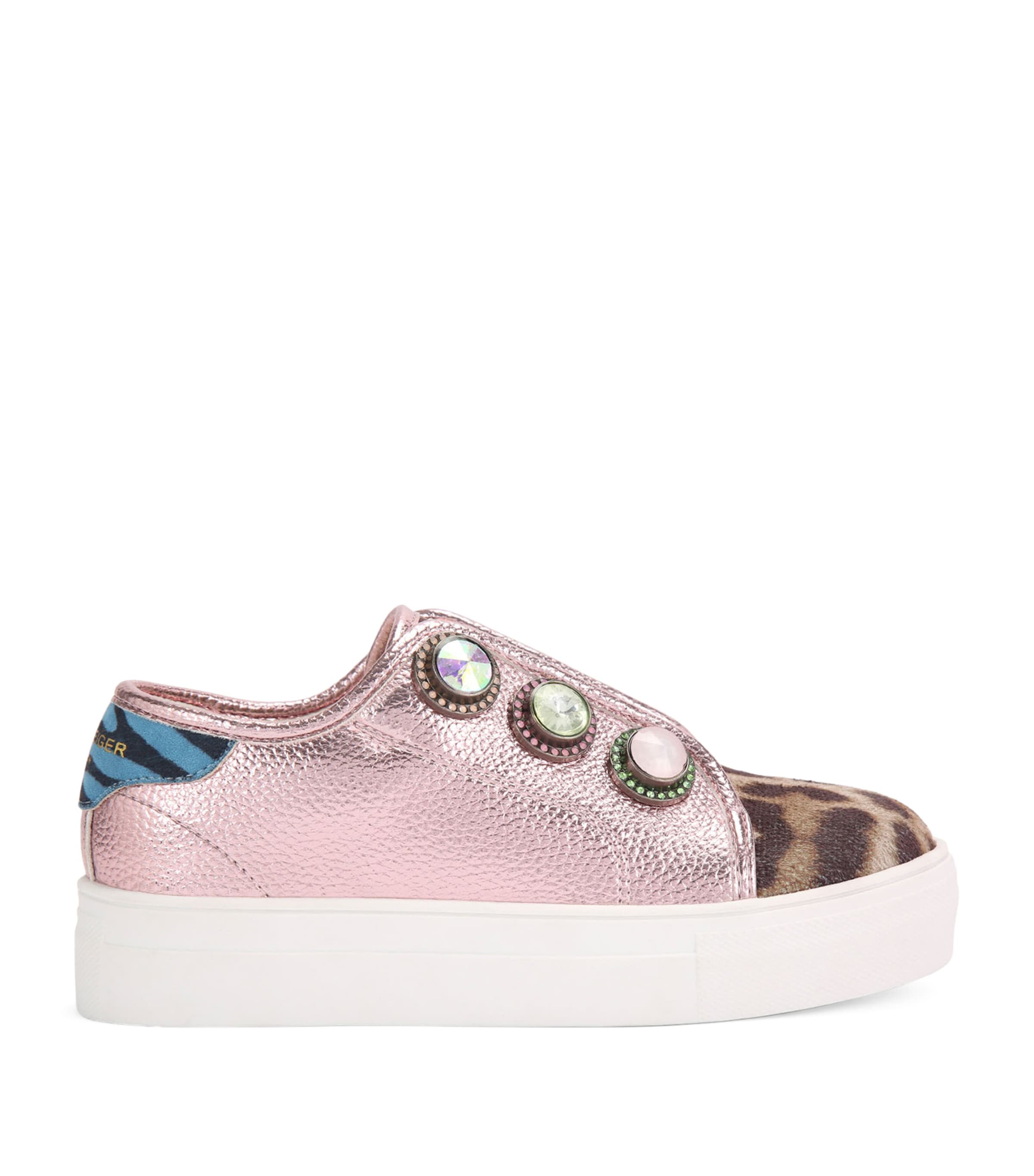 Kurt Geiger London Leather Mini Laney Octavia Sneakers Pink Comb Image 1