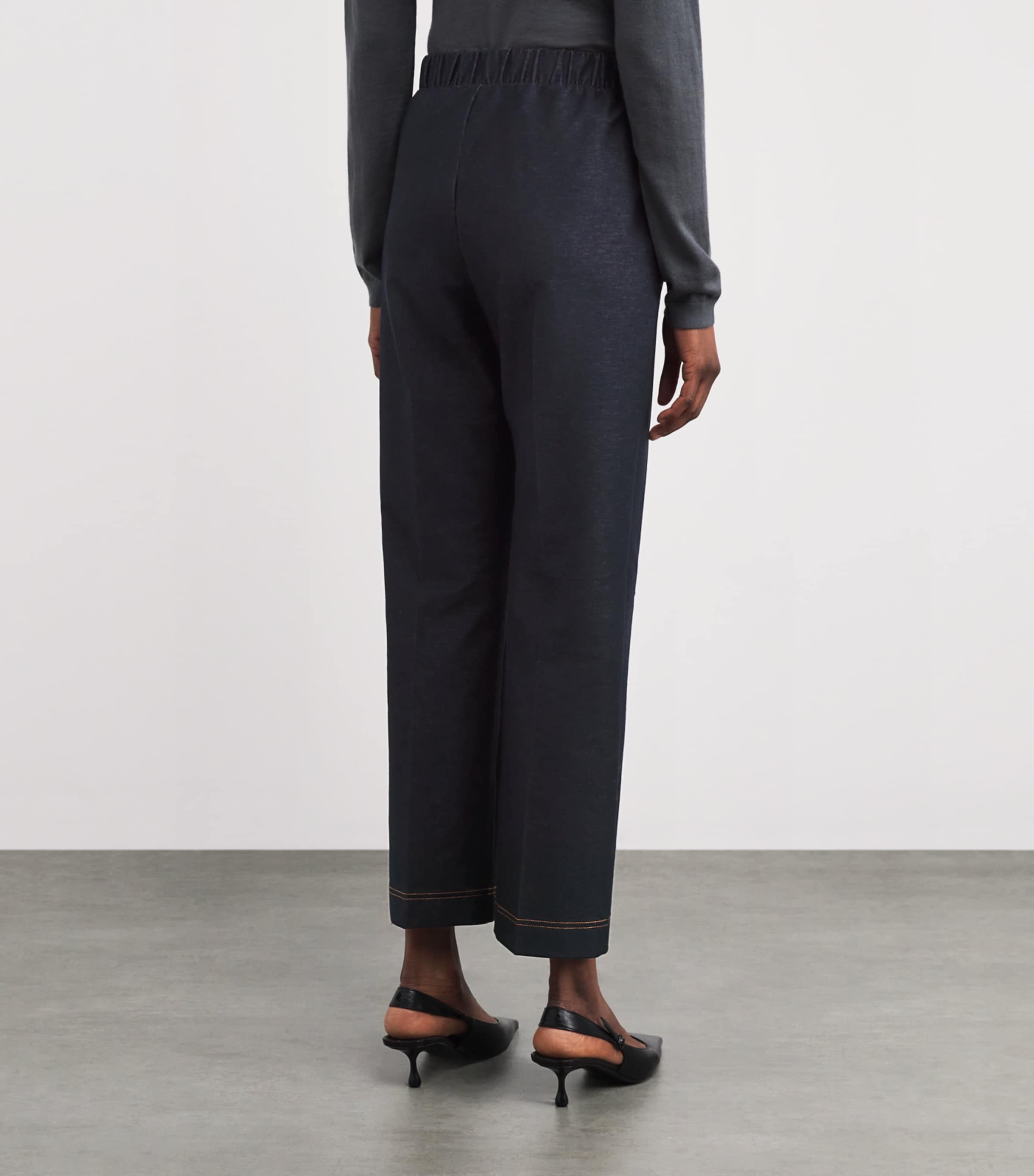 Cotton-Blend Straight Trousers 003 MIDNIGHT BLUE Image 4