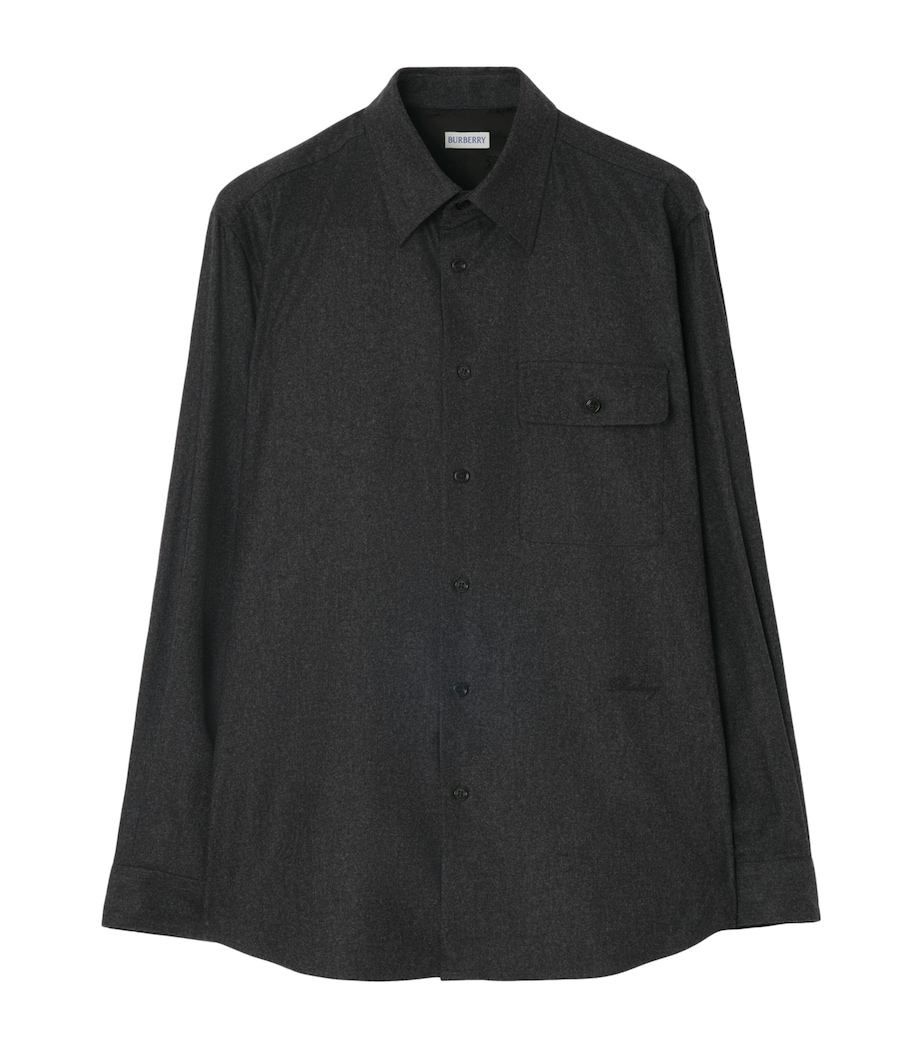 Burberry Mens Wool-Cashmere Overshirt Lead Grey Melange Image 1