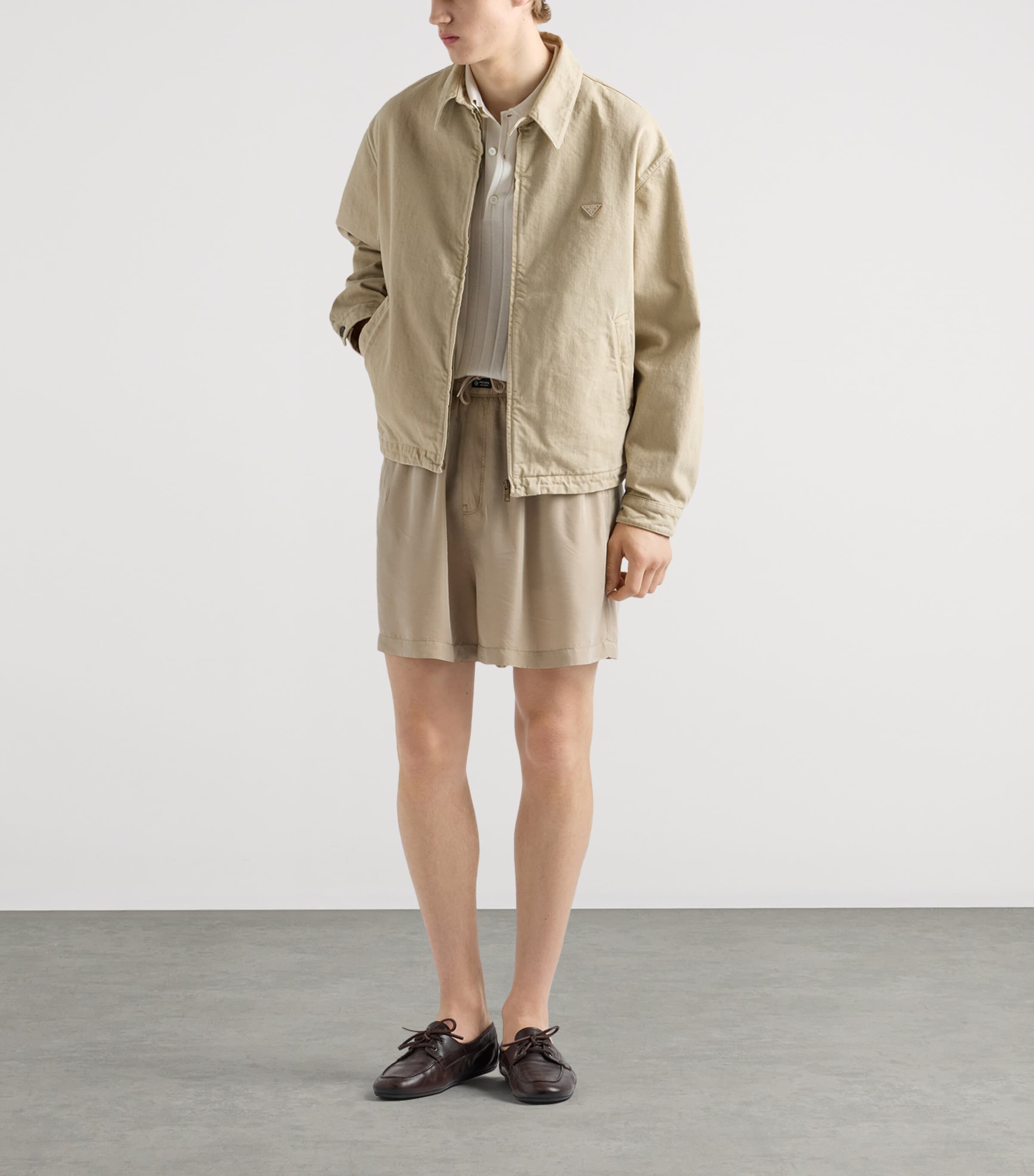 Prada Mens Old Denim Blouson Jacket Neutral Image 2