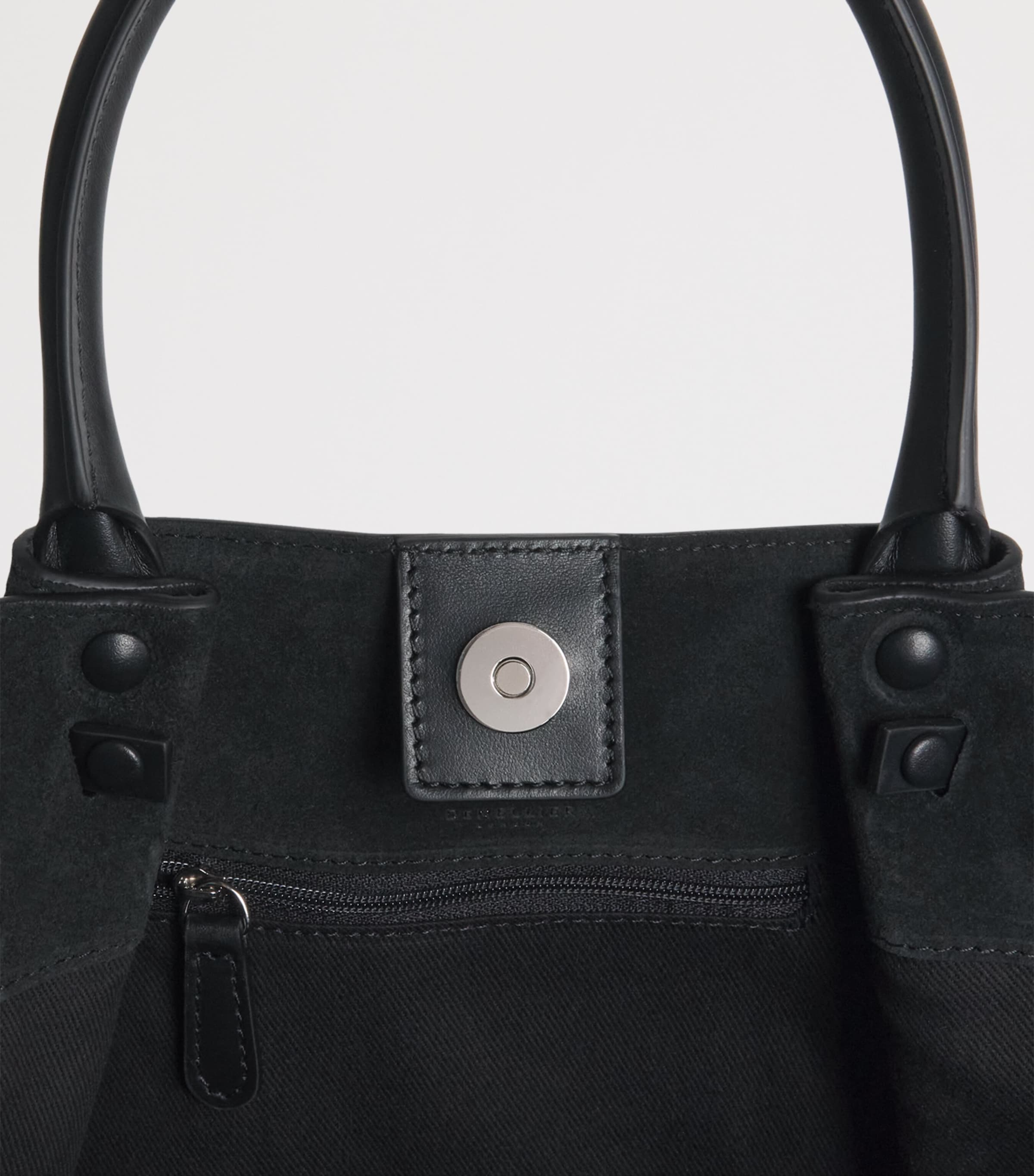 Demellier Midi Suede The New York Tote Bag Black/black W/sh Image 5