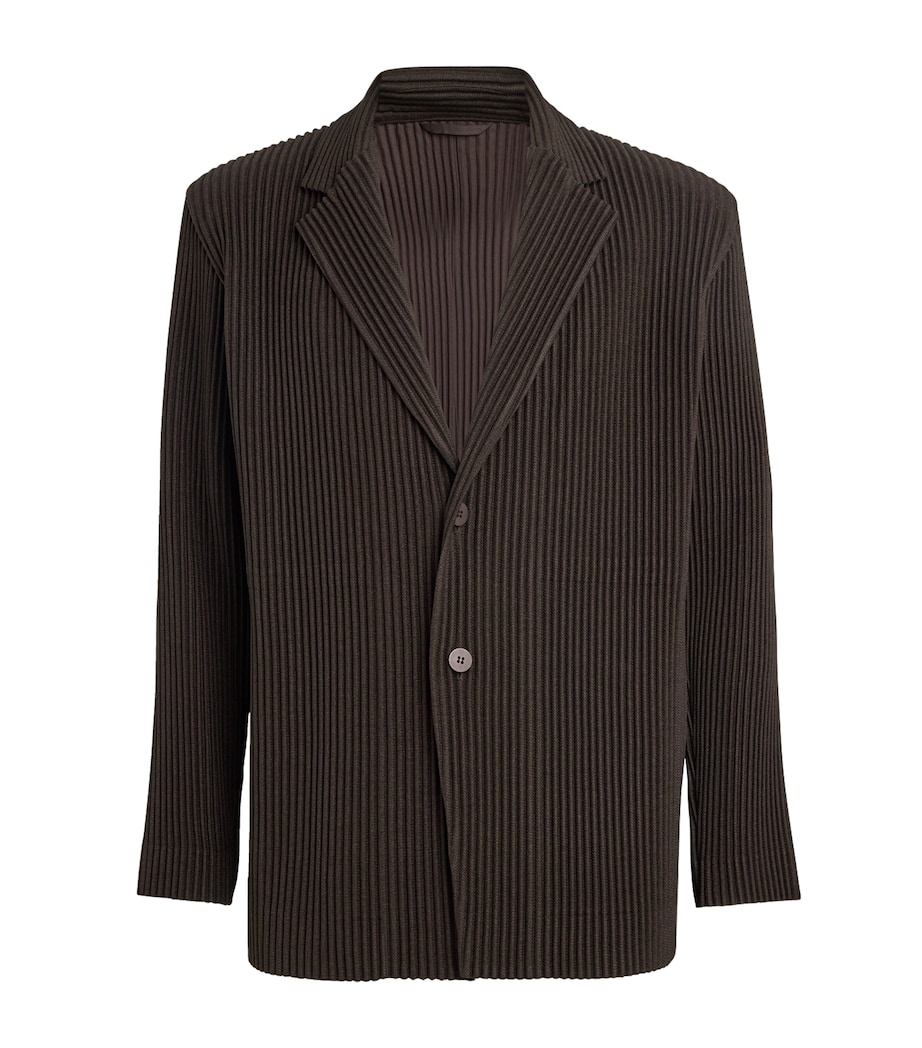 Homme Plissé Issey Miyake Mens Pleated Single-Breasted Blazer Brown Image 1