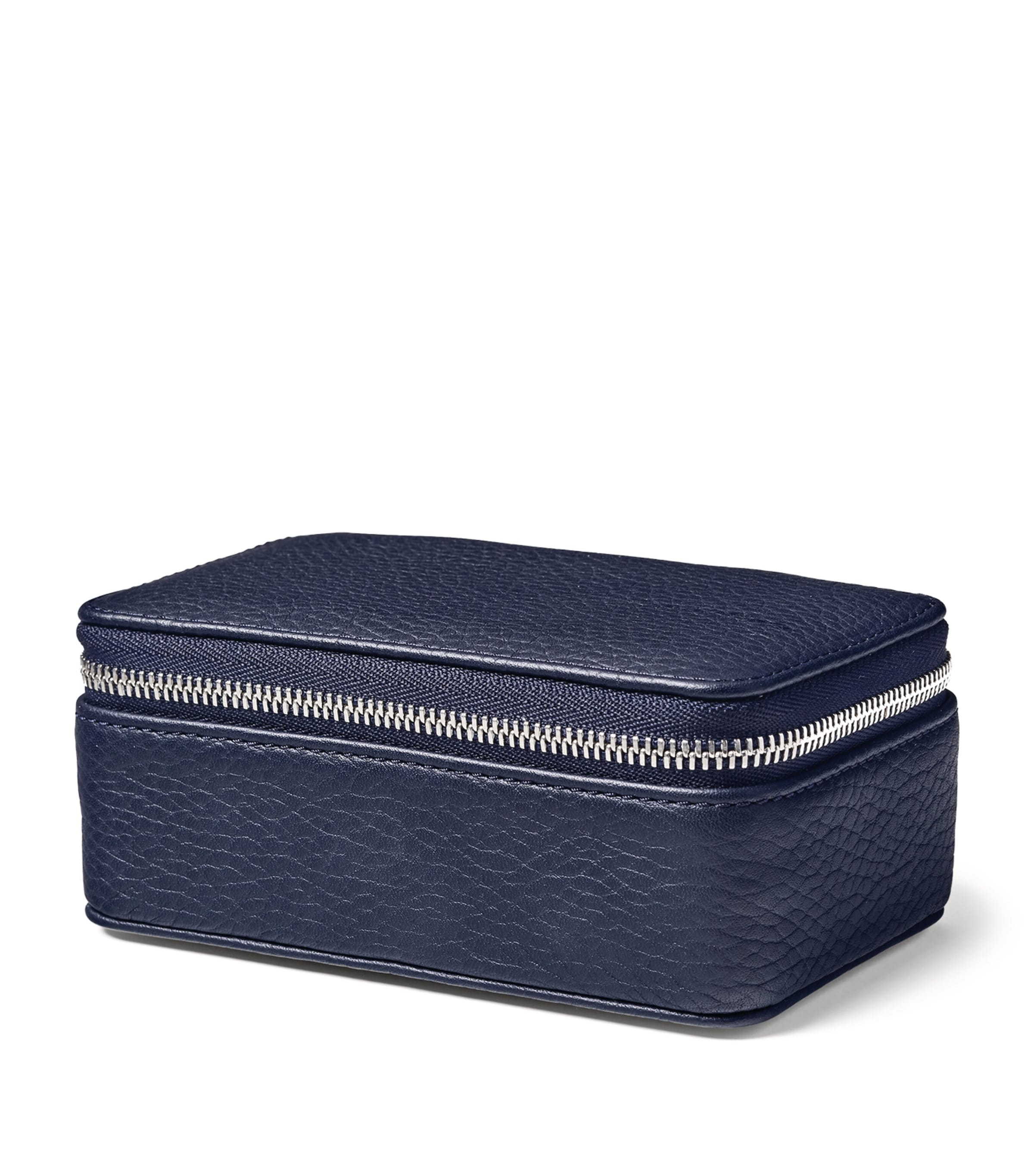 Medium Leather Travel Jewellery Box NAVY Image 4