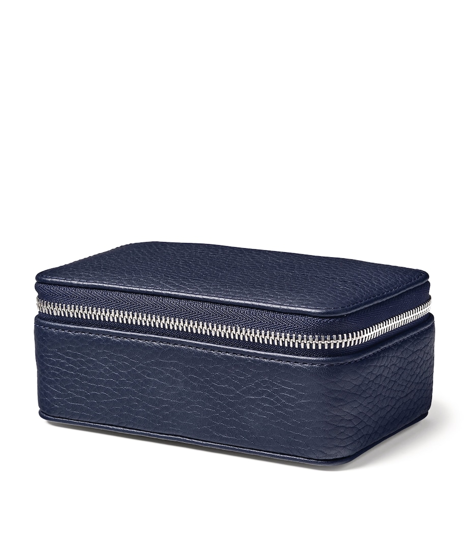 Medium Leather Travel Jewellery Box NAVY Image 4