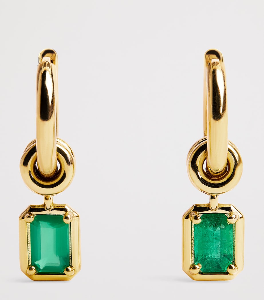 Yellow Gold and Emerald Zahra Hoop Earrings YELLOW GOLD Image 3