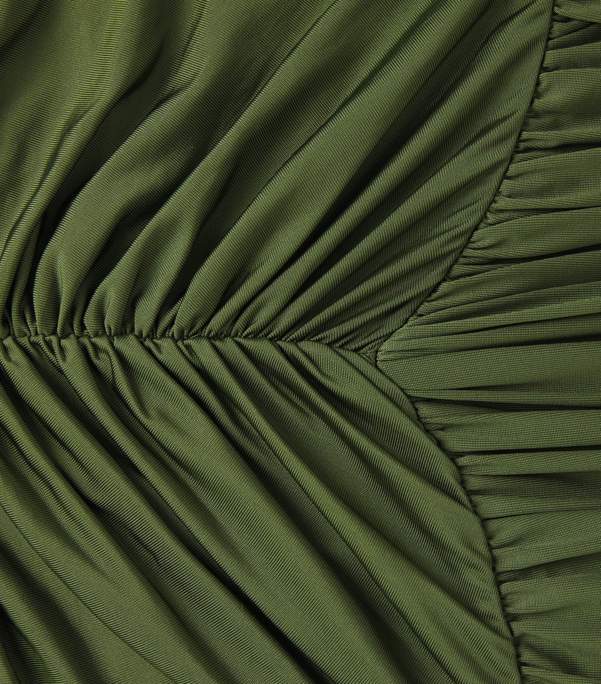Self-Portrait Womens Jersey Gathered Maxi Dress Green Image 6