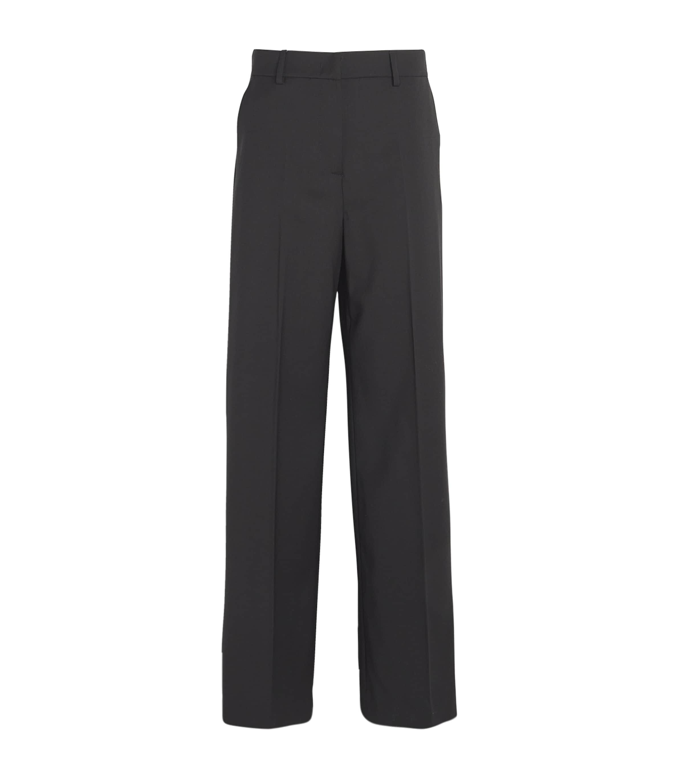 Shop Weekend Max Mara Virgin Wool Wide-leg Trousers In Black