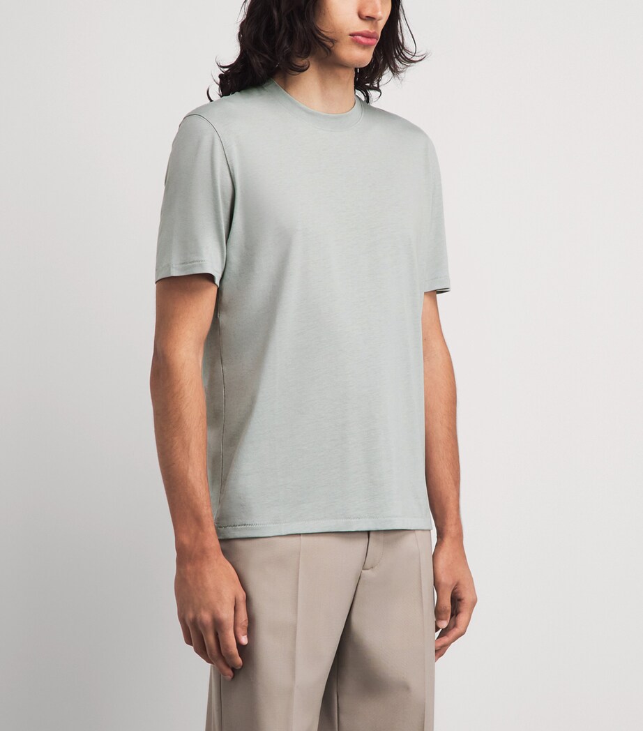 7 For All Mankind Mens Crew-Neck T-shirt Light Blue Image 4