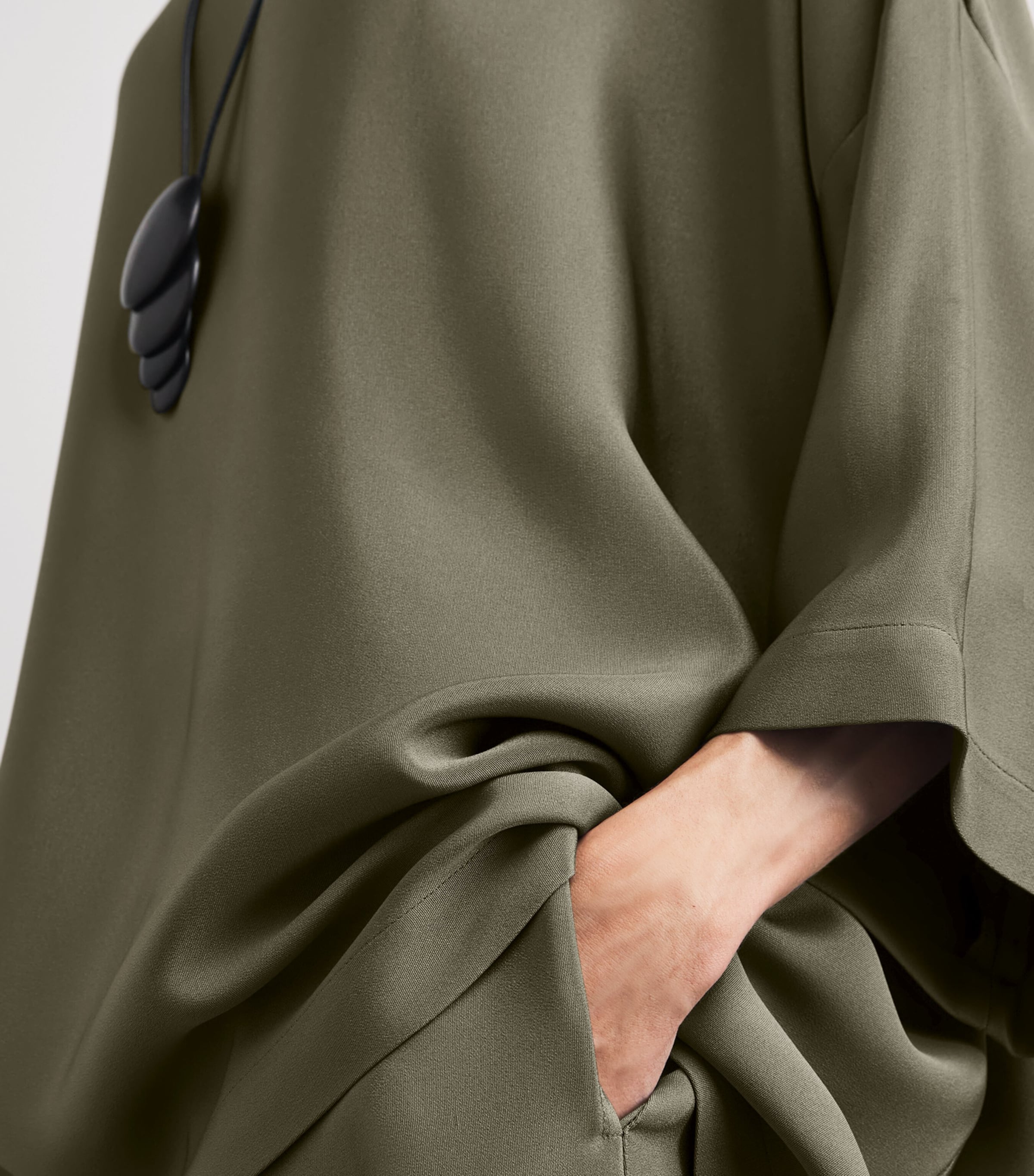 Eskandar Womens Silk Boat-Neck Tunic Olivdark Image 3