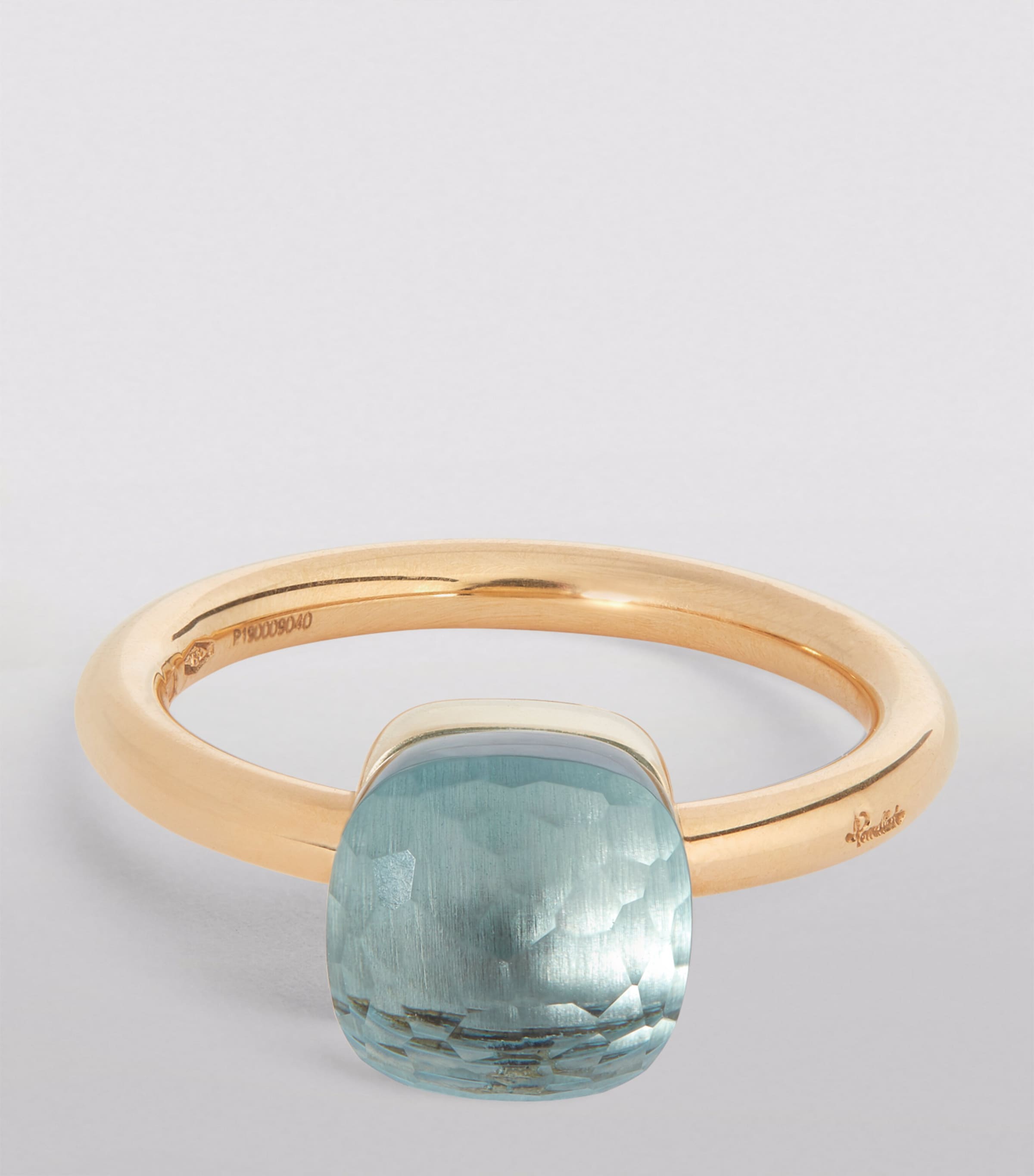 Mixed Gold and Blue Topaz Nudo Petit Ring 000OY Image 3