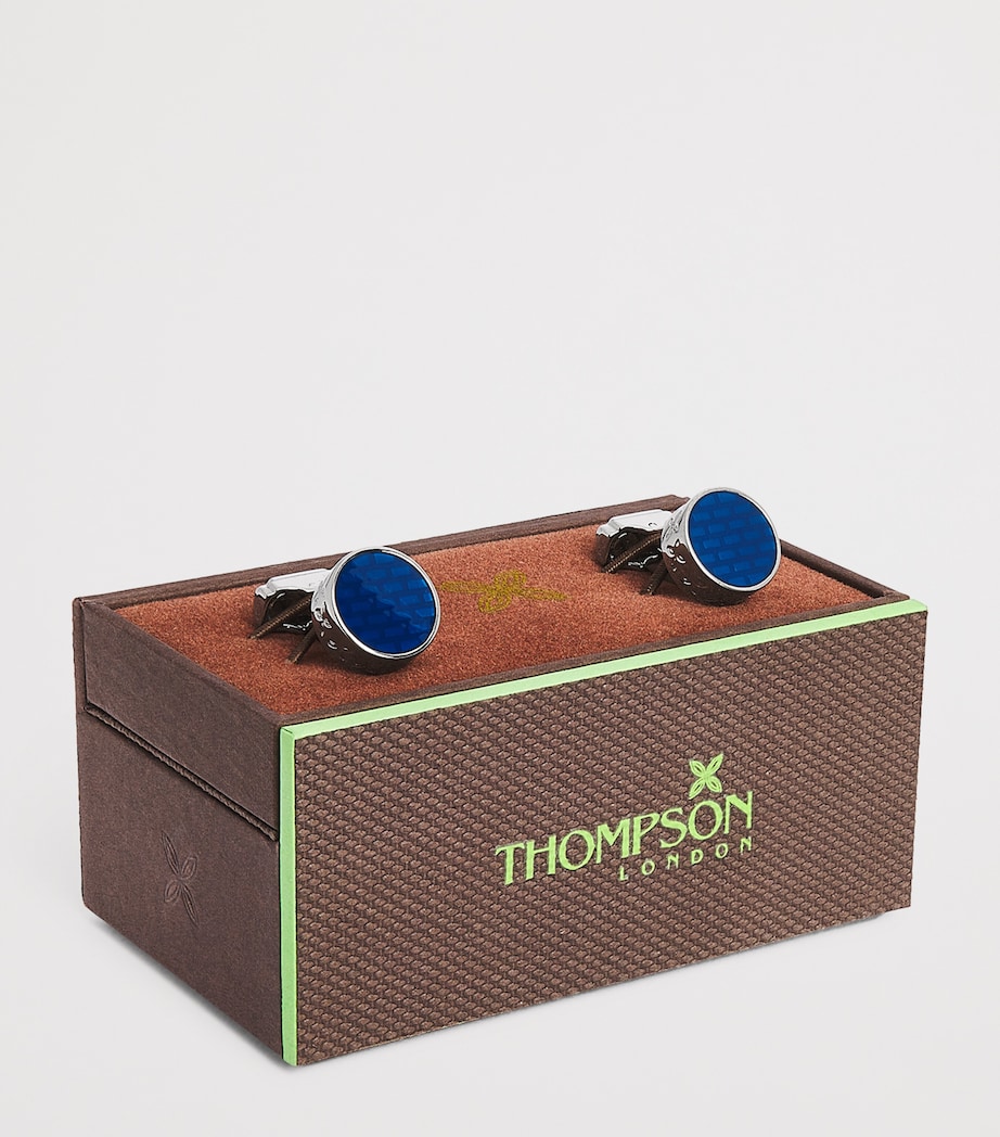 Enamel-Detail Thompson Brick Cufflinks BLUE Image 3