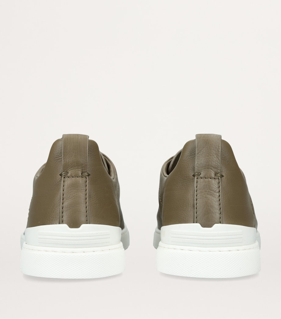 Crocodile Leather Triple Stitch SECONDSKIN Sneaker MID GREEN Image 2