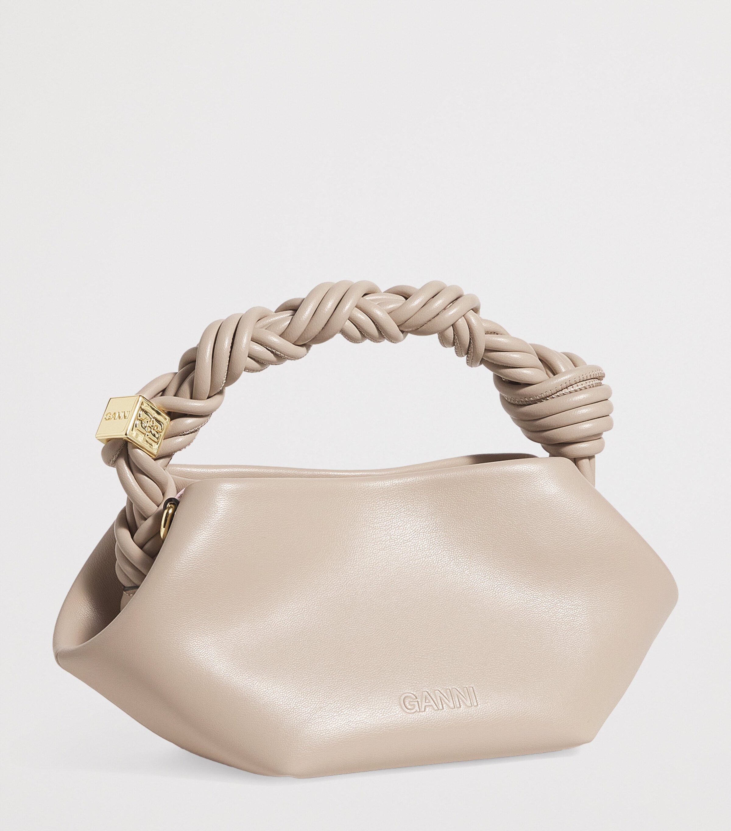 GANNI Mini Bou Top-Handle Bag Oyster Gray Image 3