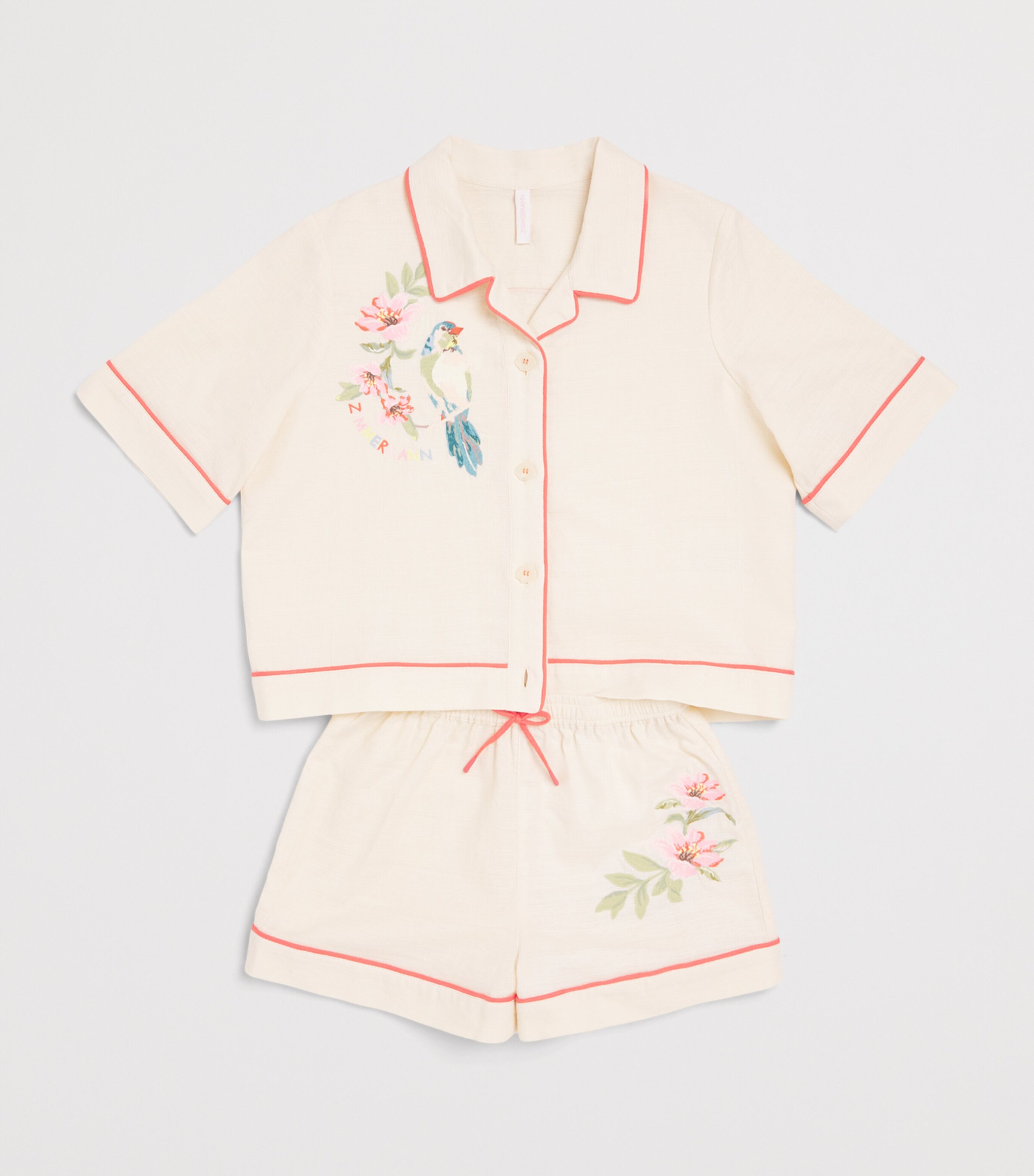 Zimmermann Kids Cotton Embroidered Aster Shorts (2-12 Years) Ivory Image 3