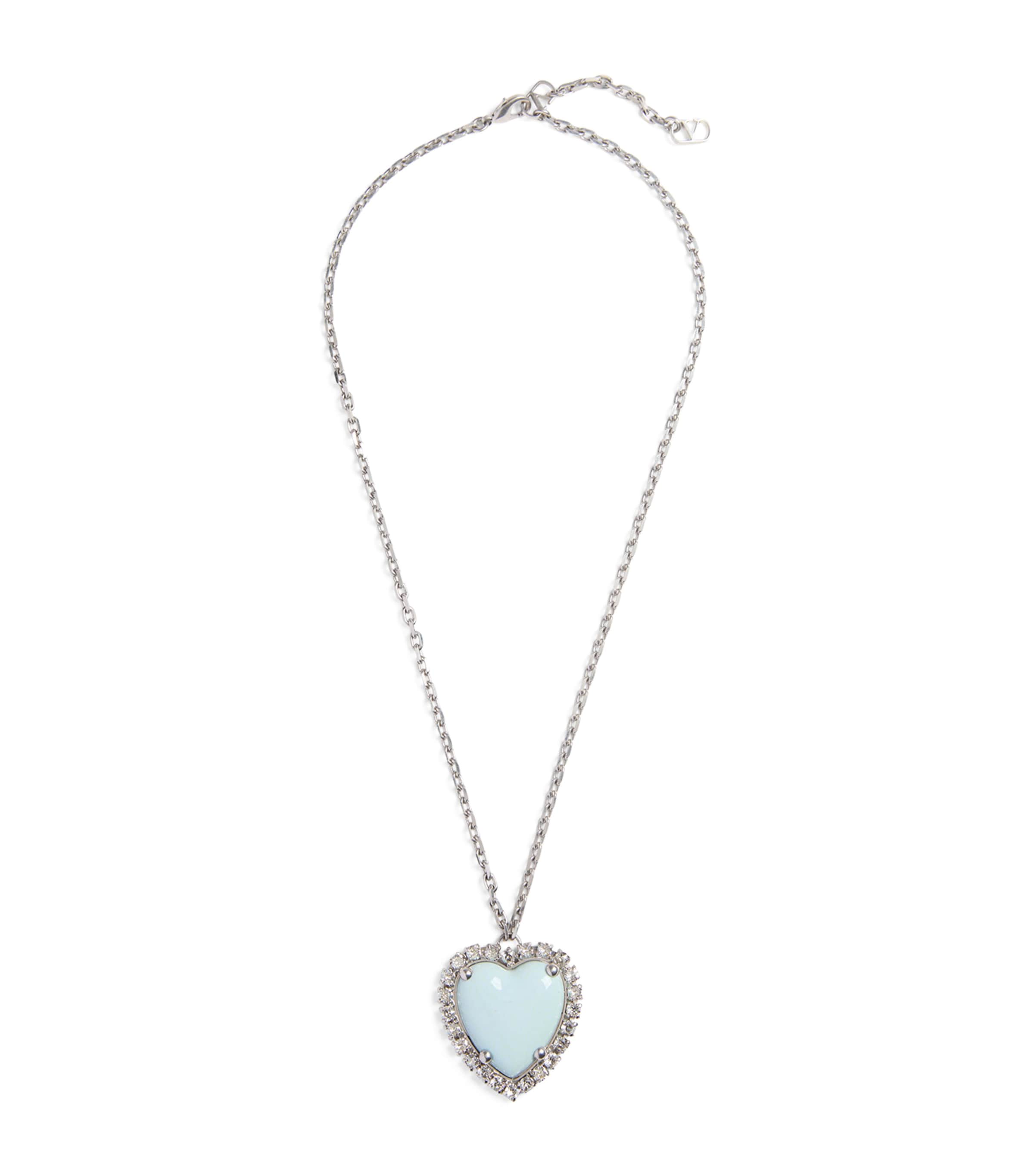 Valentino Crystal-embellished Necklace In Silver