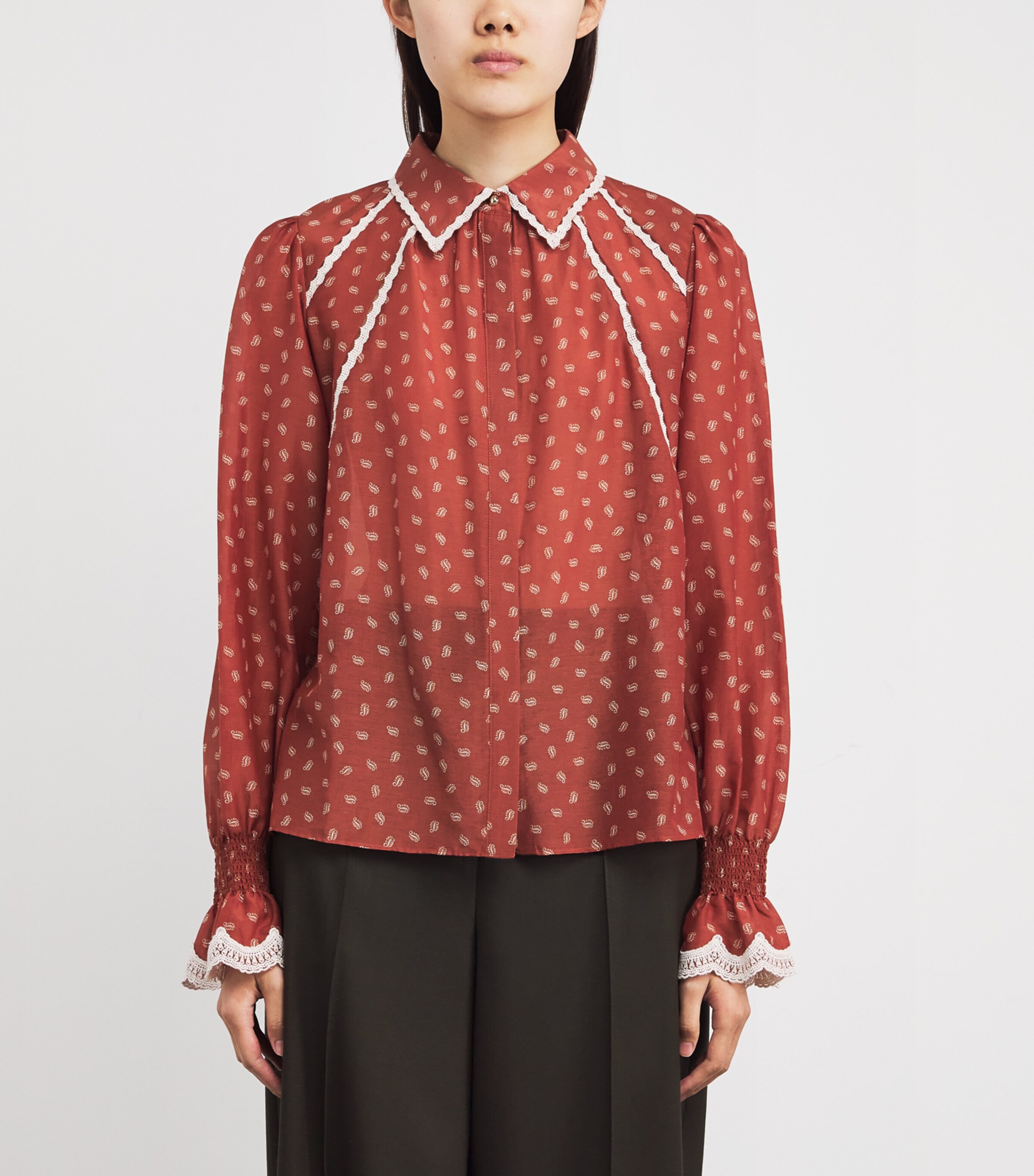 ME+EM Womens Cotton-Silk Paisley Blouse Orange Multi Image 3