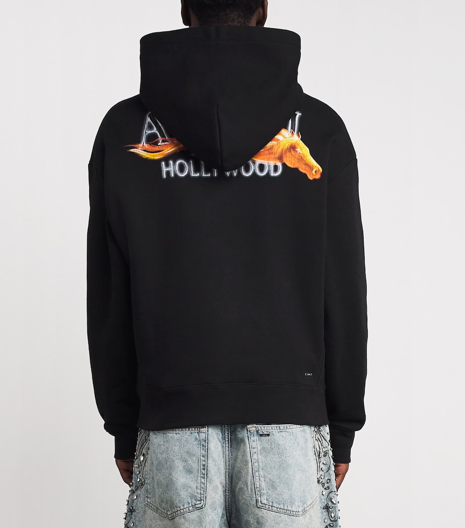 Cotton Hollywood Horse Hoodie BLACK Image 4