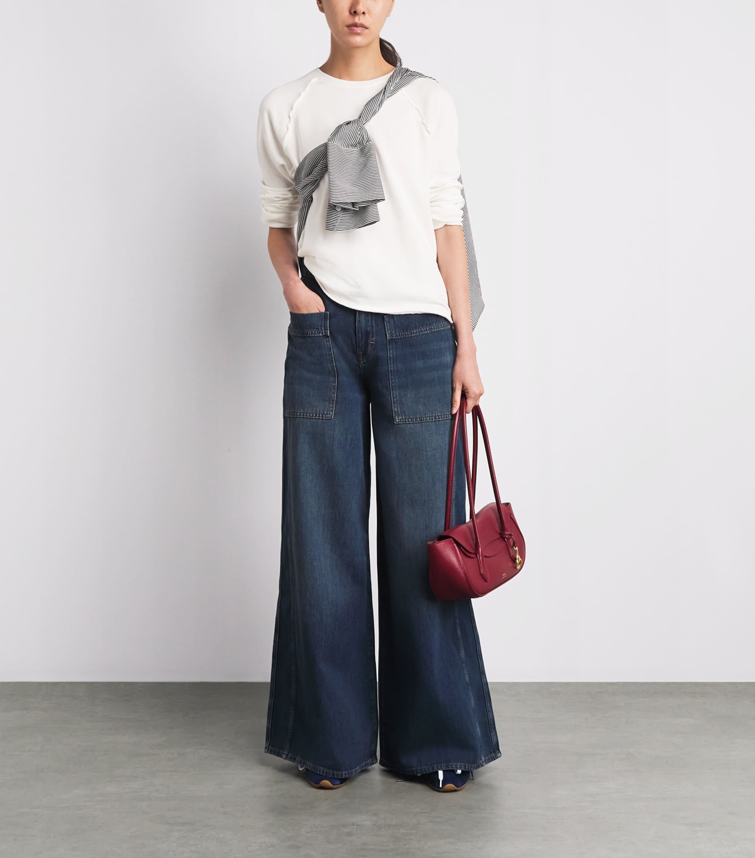 ME+EM Womens Organic Cotton Raw Edge Sweatshirt Soft White Image 2