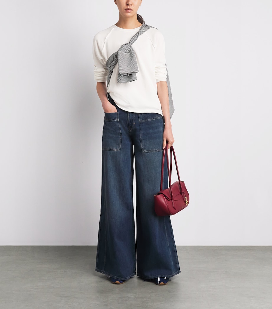 ME+EM Womens Organic Cotton Raw Edge Sweatshirt Soft White Image 2