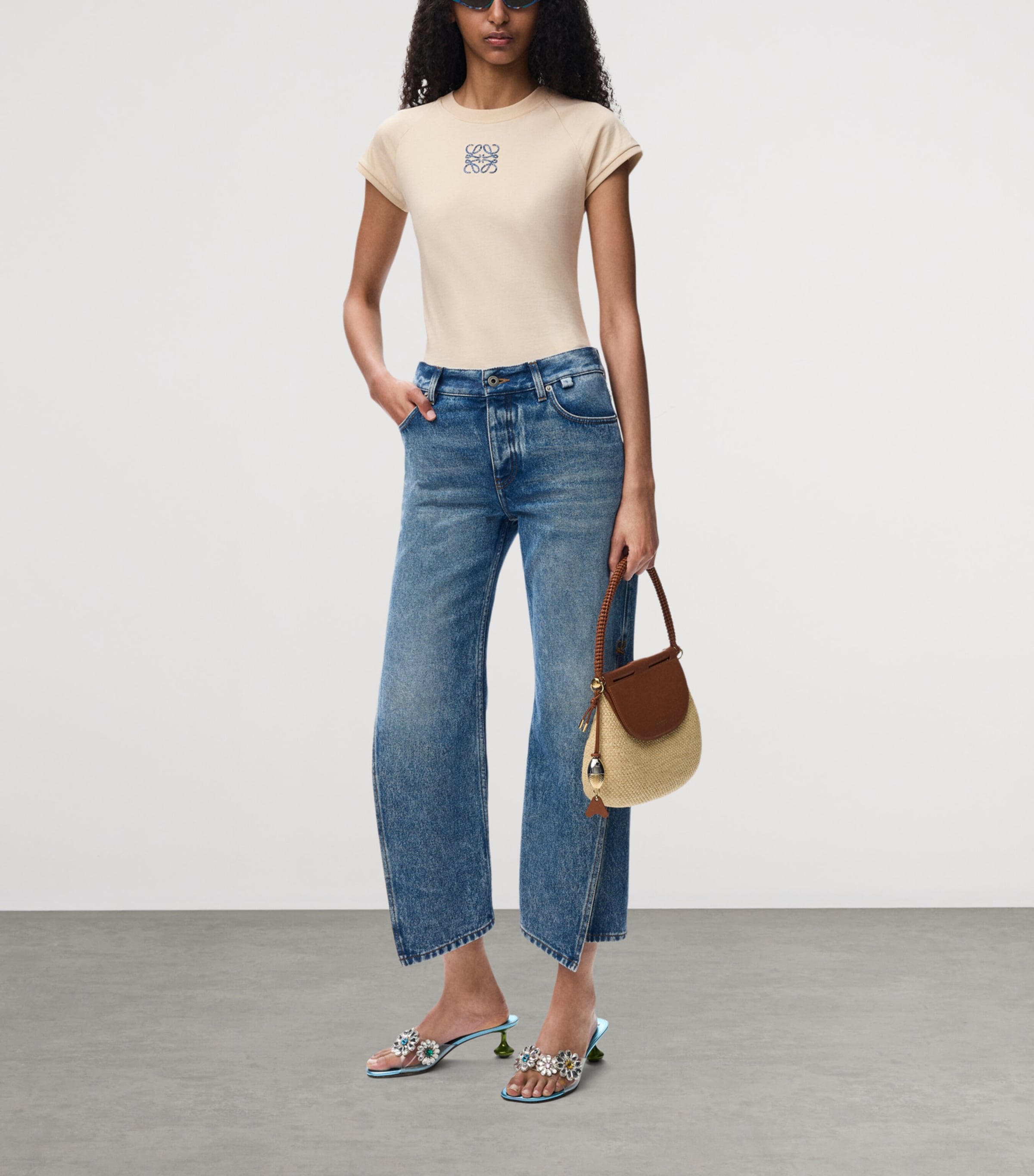 LOEWE Womens x Paula's Ibiza Cotton-Blend T-Shirt Light Beige Image 2