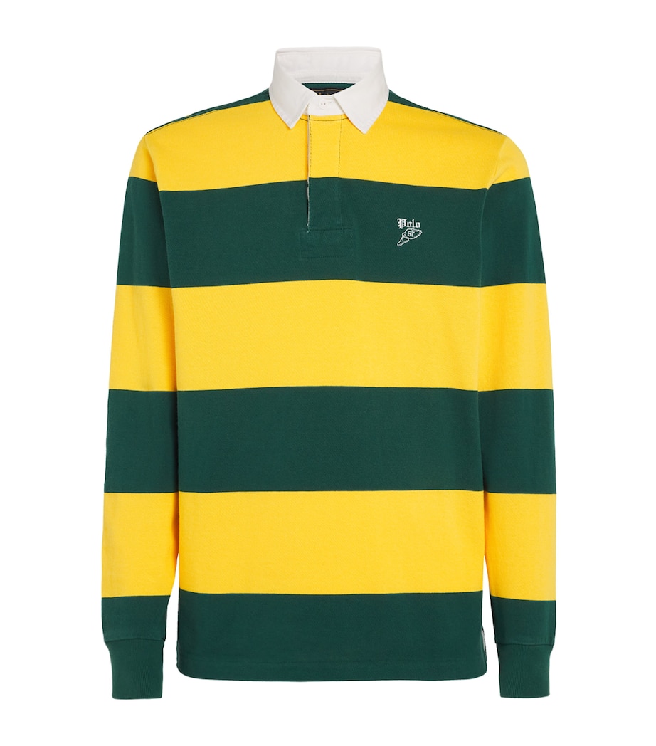 Polo Ralph Lauren Mens Cotton Striped Polo Shirt Green Image 1