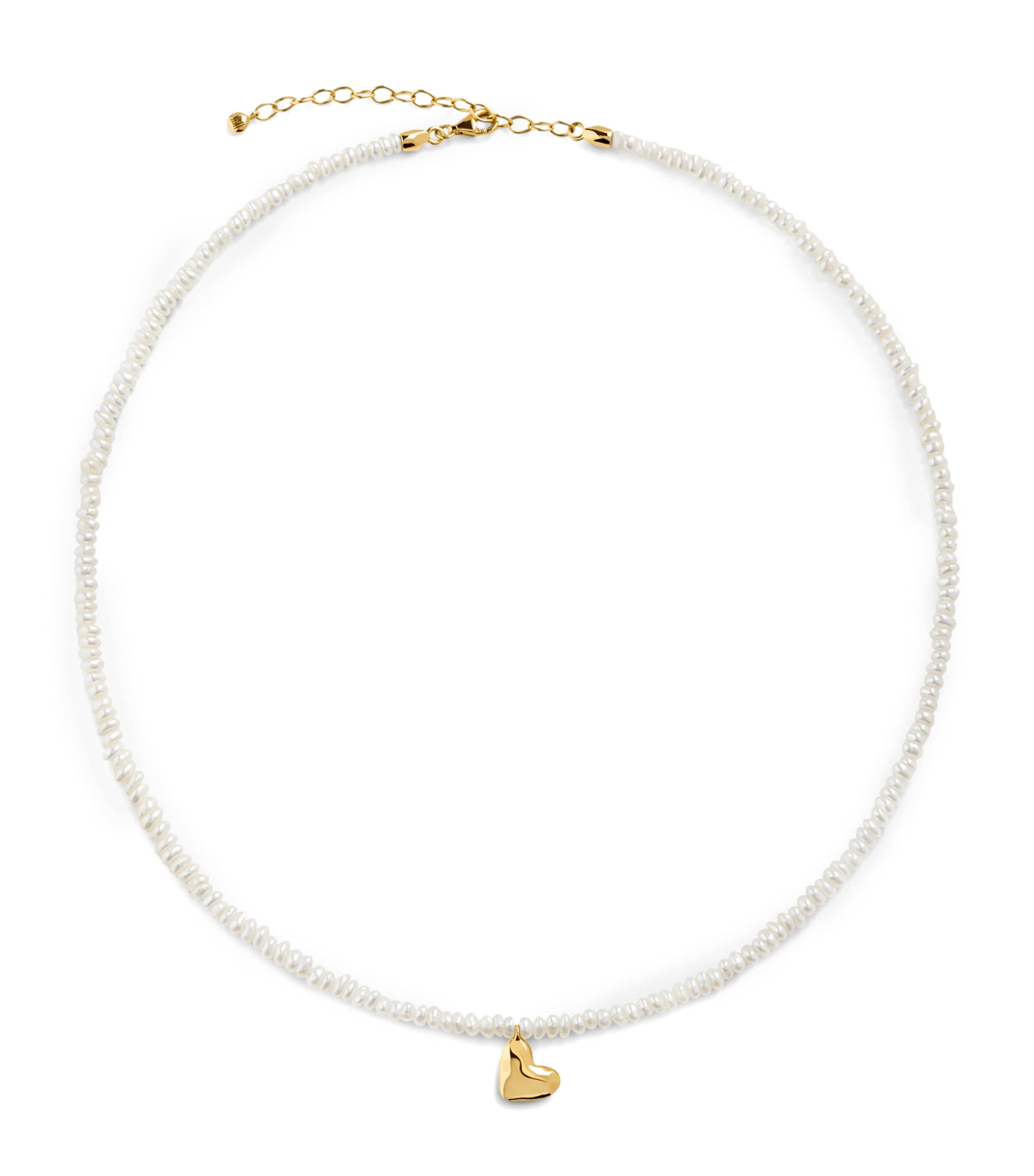 Monica Vinader Mini Gold Vermeil And Pearl Heart Necklace