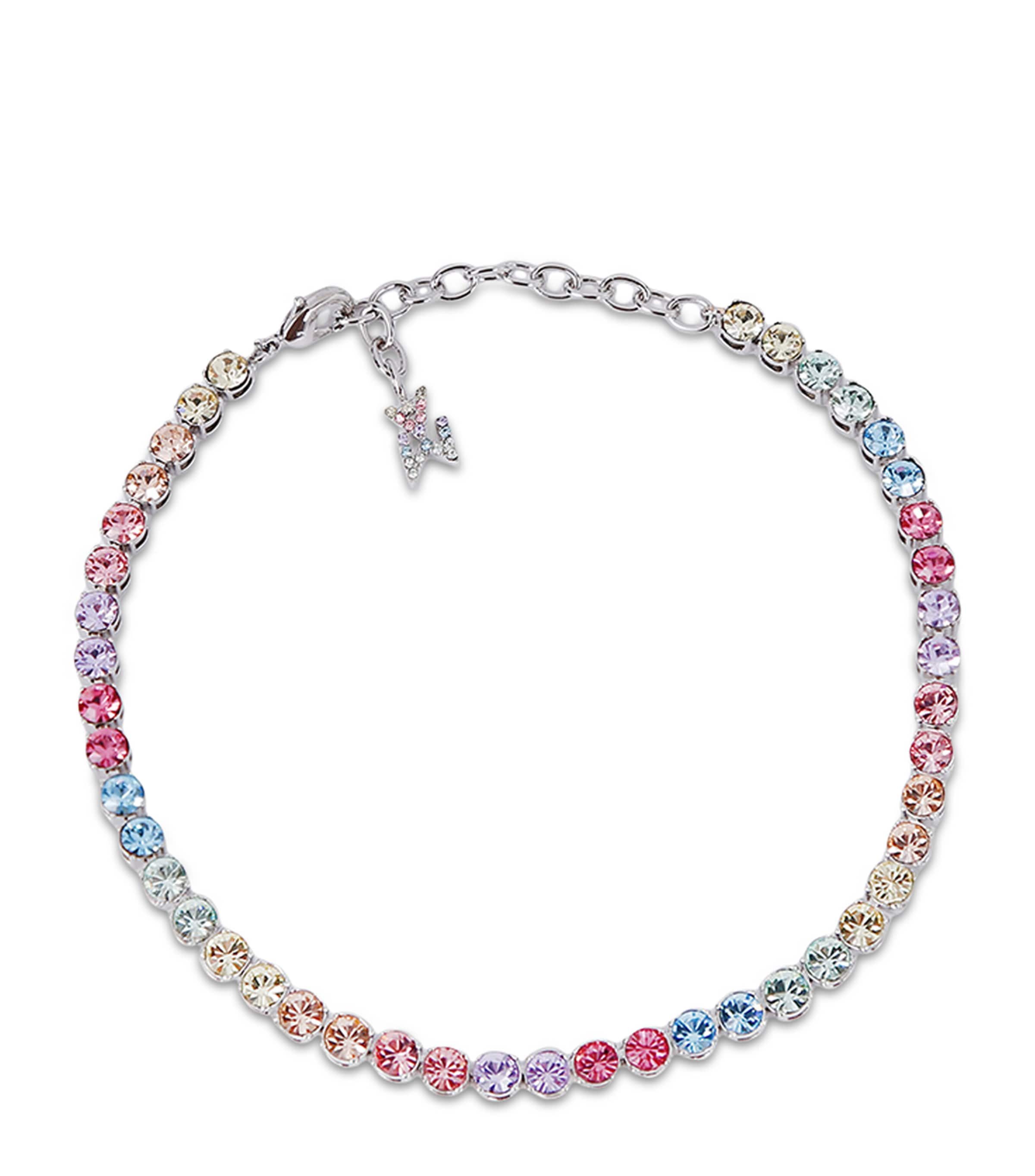 Amina Muaddi Crystal-embellished Tennis Anklet In Multi