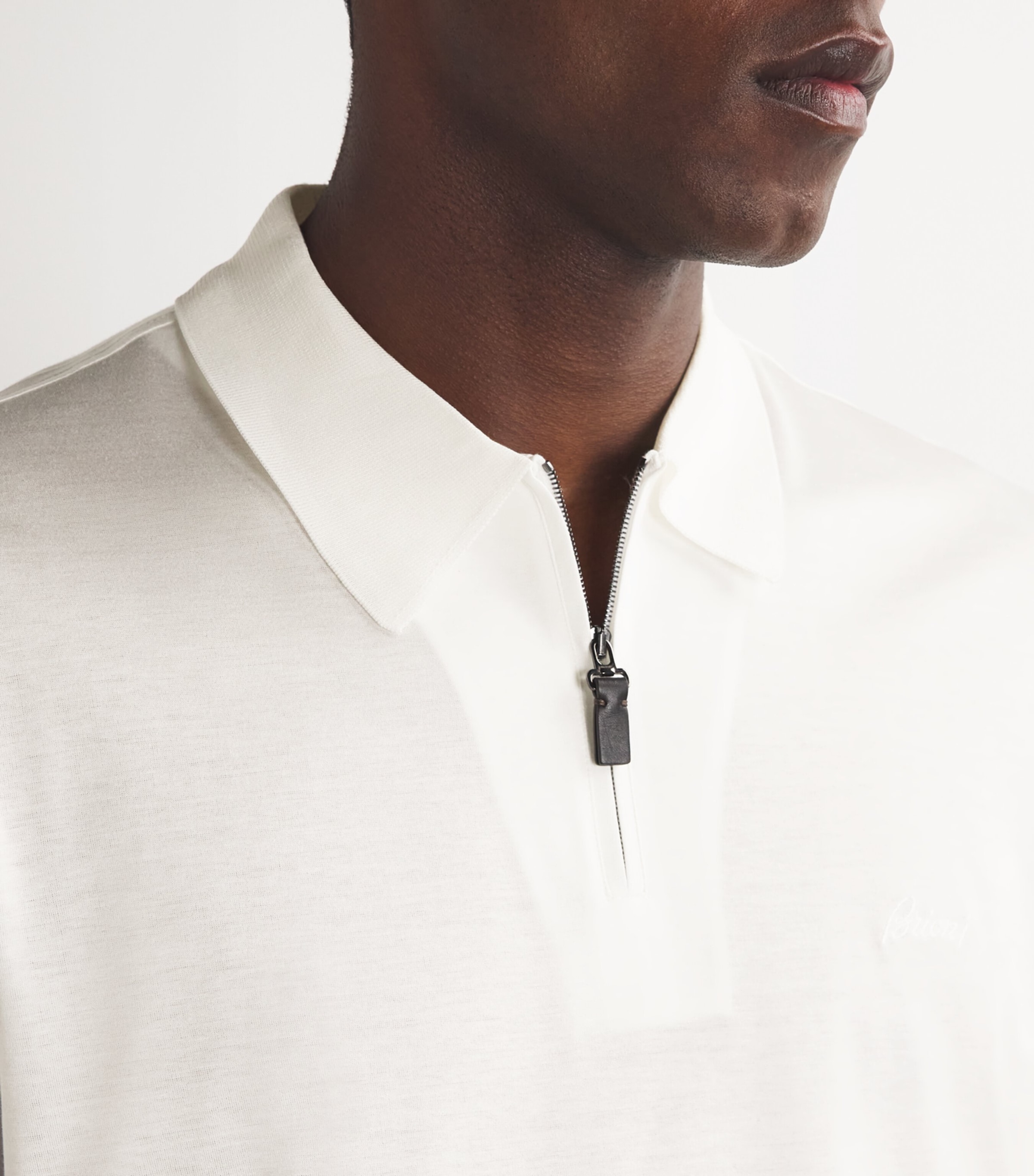 Cotton Zip-Up Polo Shirt Image 6