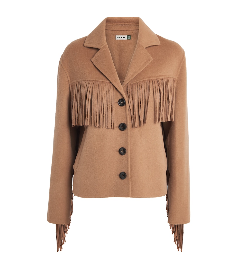 Wool-Blend Fringe Ashleigh Jacket CAMEL Image 1