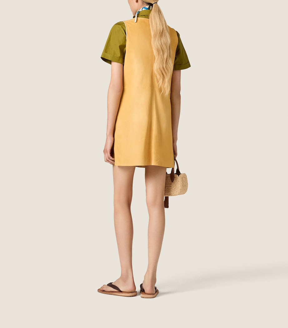 Miu Miu Womens Suede Mini Dress Neutral Image 3