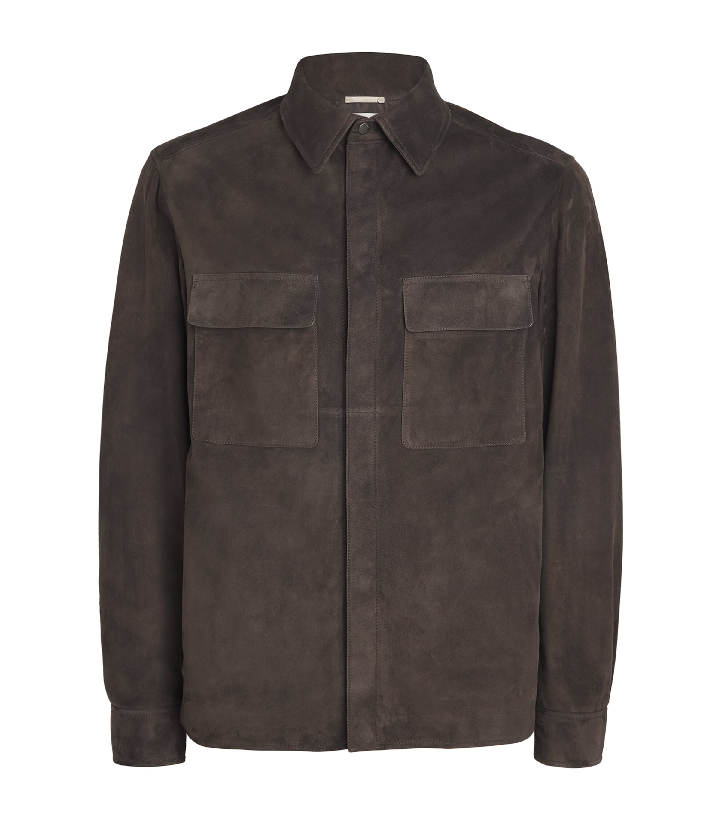 Agnona Mens Suede Overshirt Brown Cumin Image 1