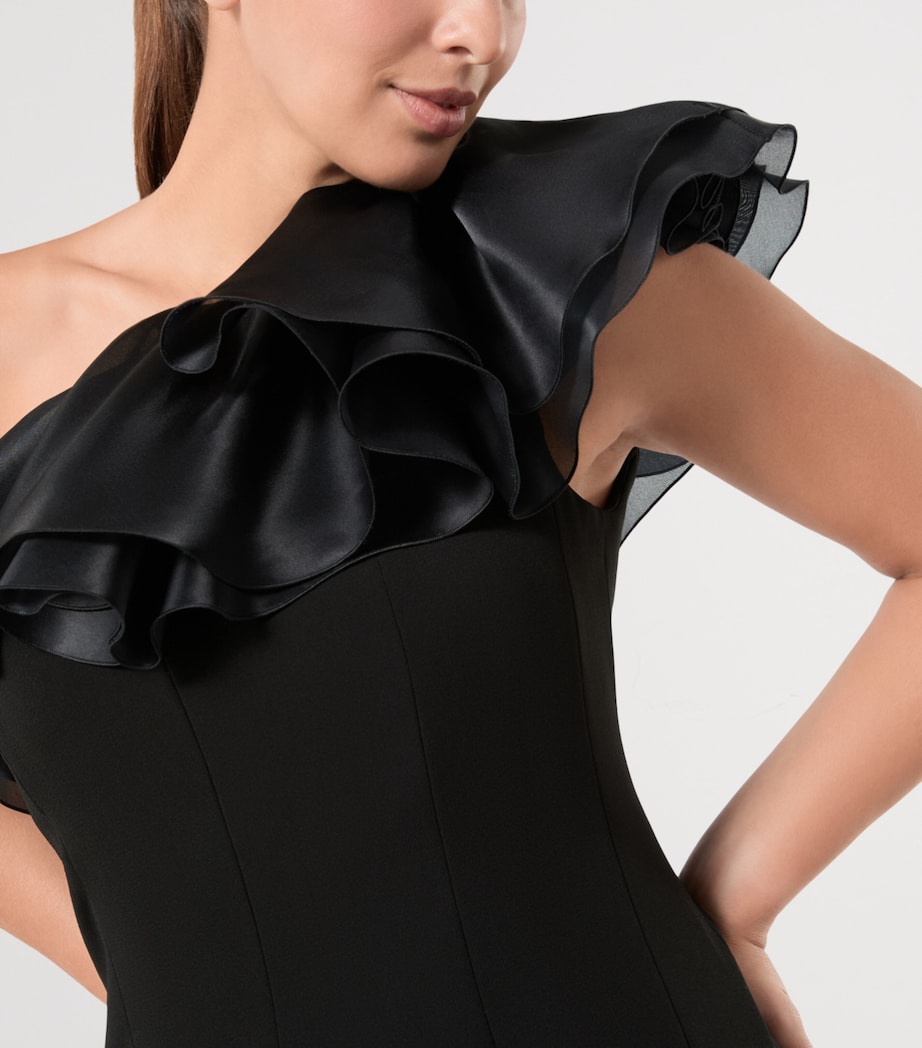 Marina Rinaldi Womens x Tony Ward Ruffle-Neck Maxi Dress Black Image 5