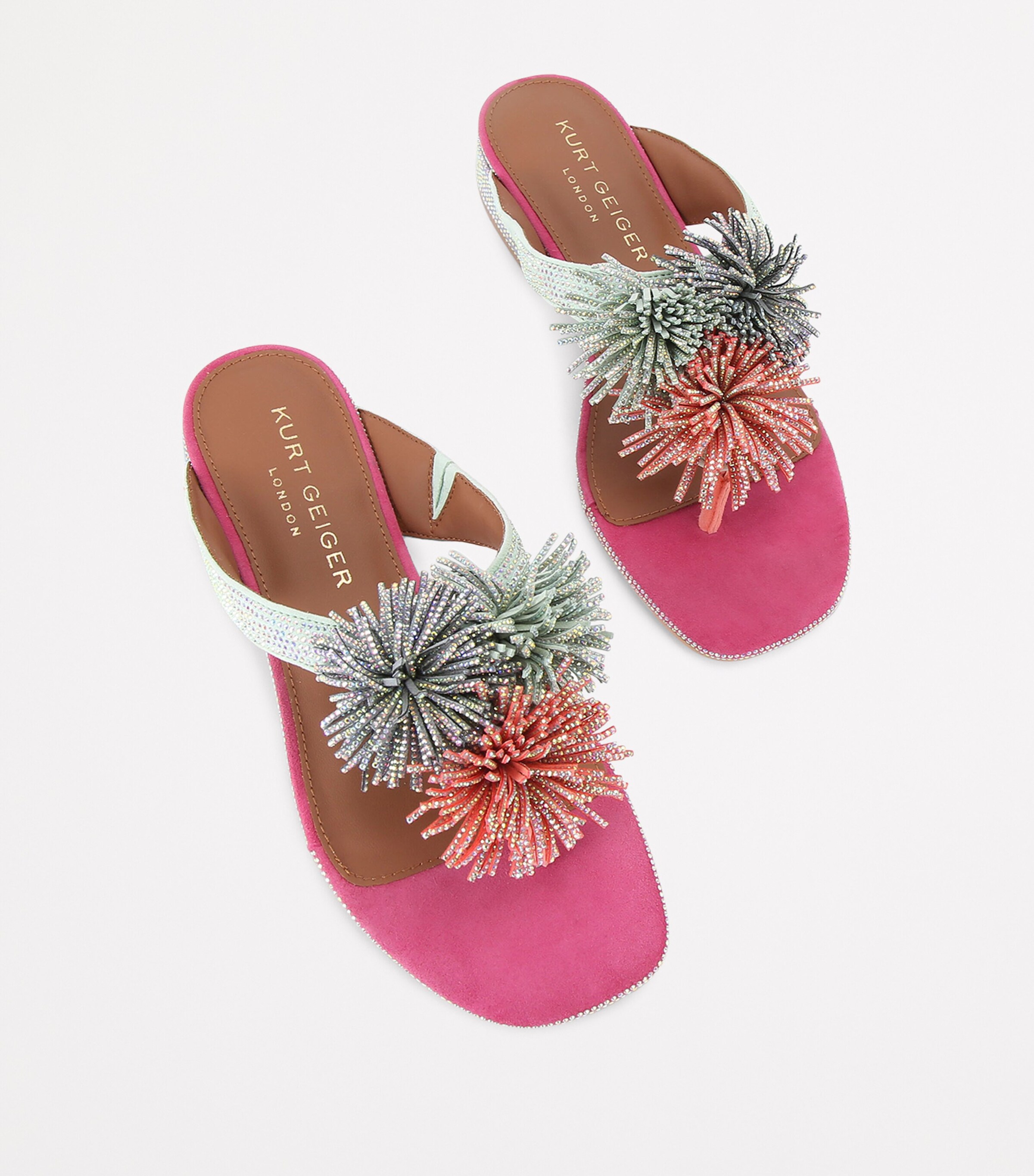 Kurt Geiger London Pom-Pom T-Bar Flat Sandals Mult/other Image 4