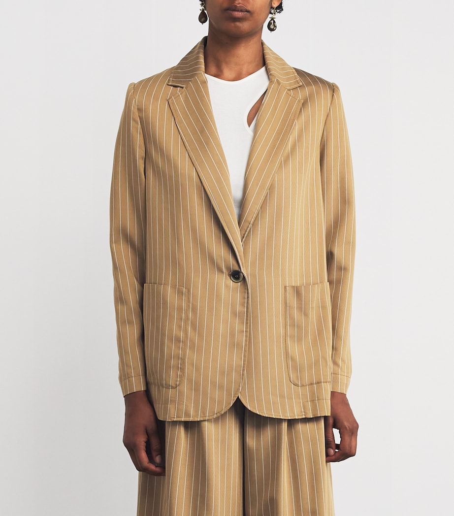 Pinstripe Single-Breasted Blazer OCHRE Image 3
