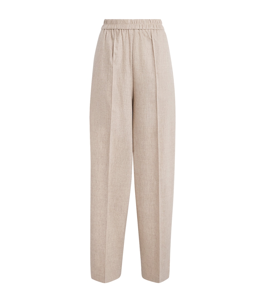 Fabiana Filippi Womens Flannel Pleated Trousers Greige Image 1